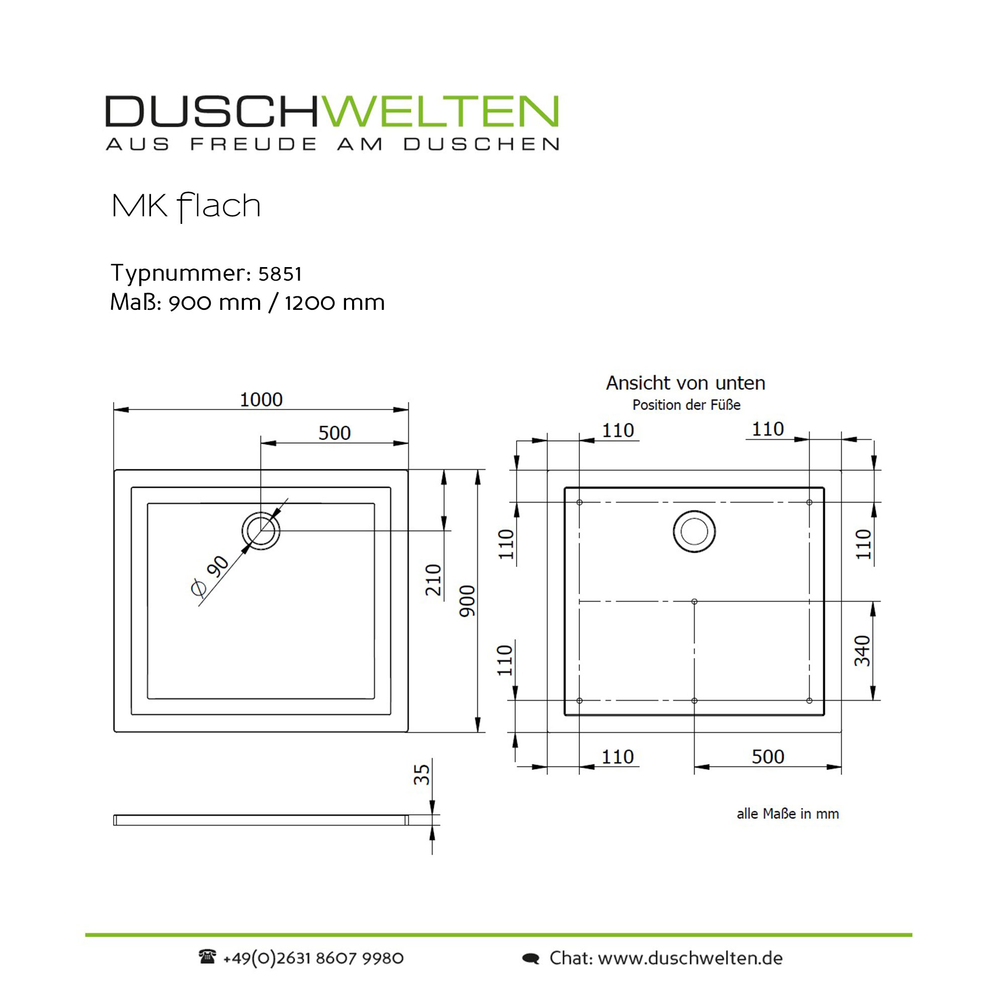 MK flach Rechteckwanne aus Mineralguss