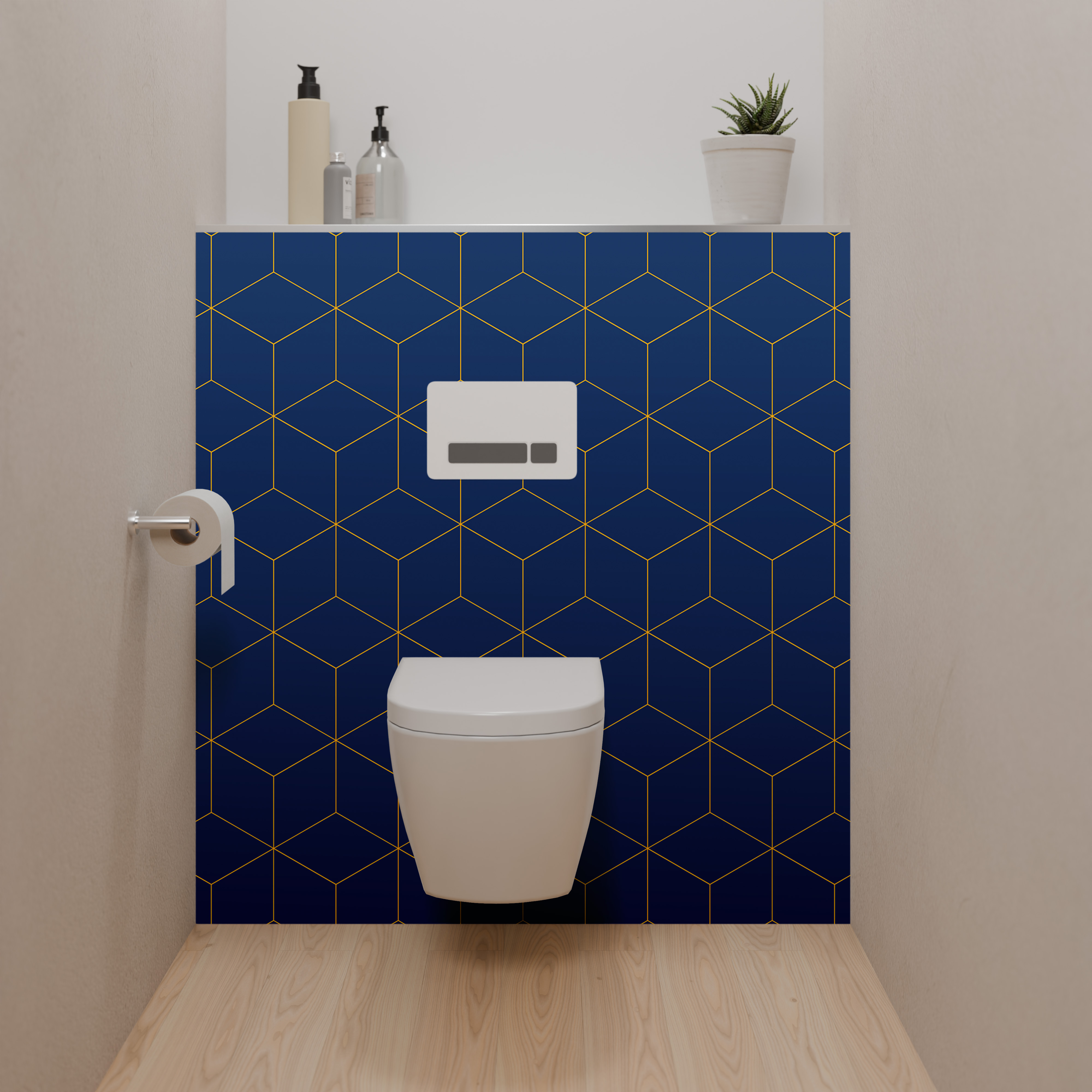 Dekor Paneel Seidenmatt Hexagon Blau