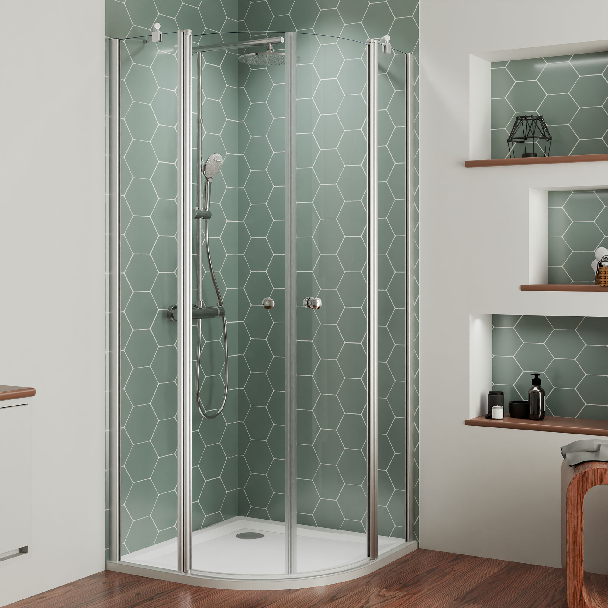 MK520-Aktion Runddusche-4-teilig Silber matt