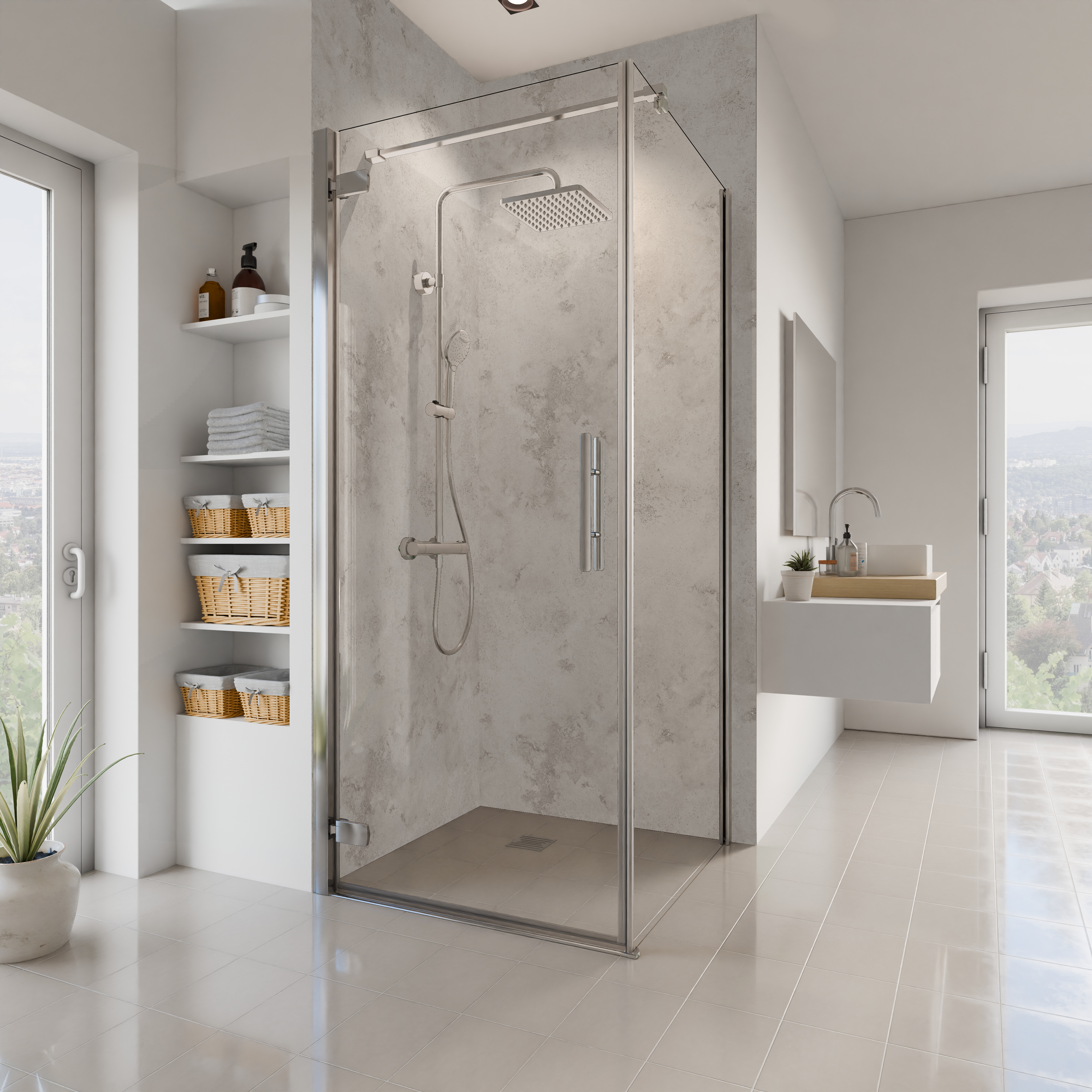 Dekor Paneele Stein Sandstein Greige Eckeinstieg