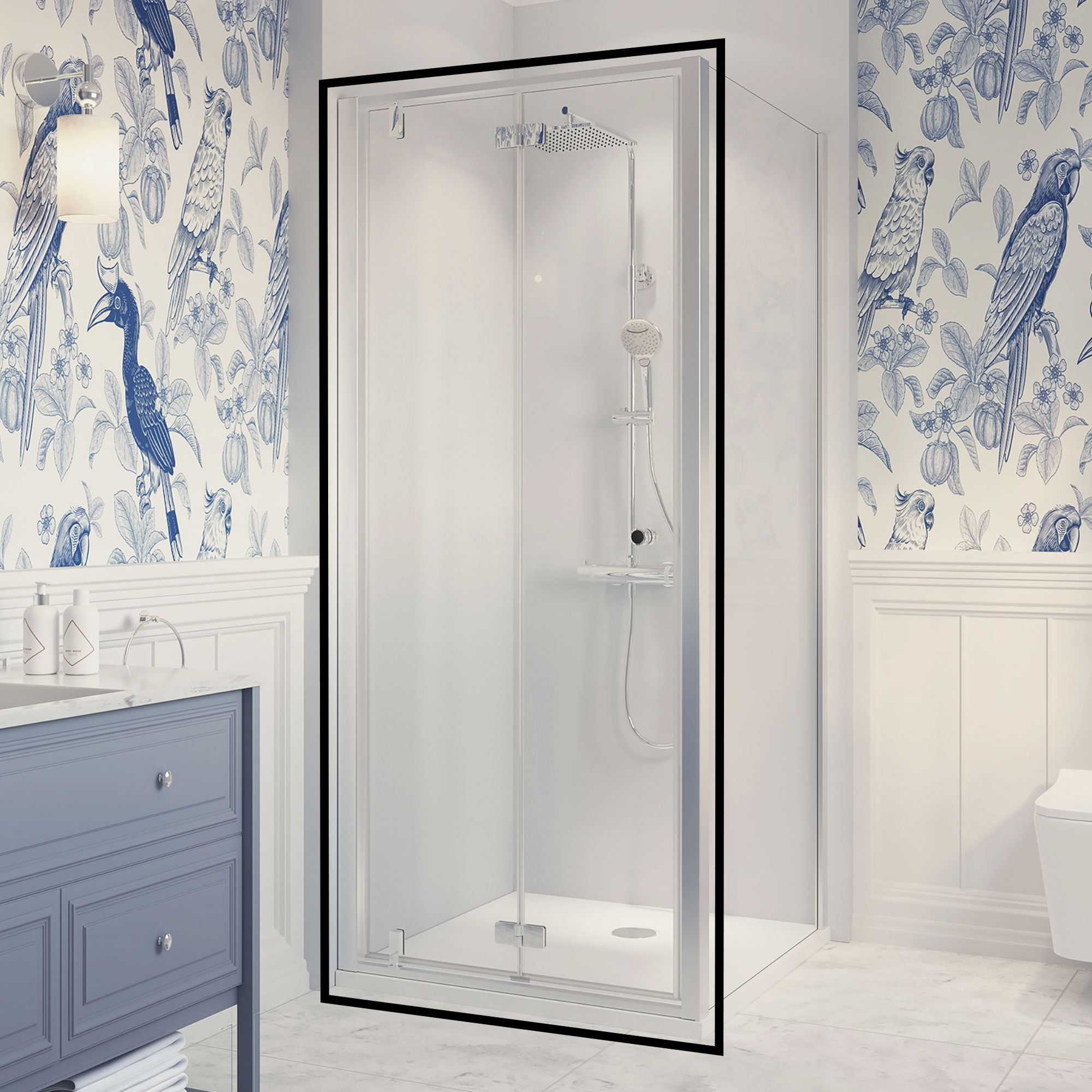 Drehfalttür links für Seitenwand rechts, Anschlag links, Fokus DFT