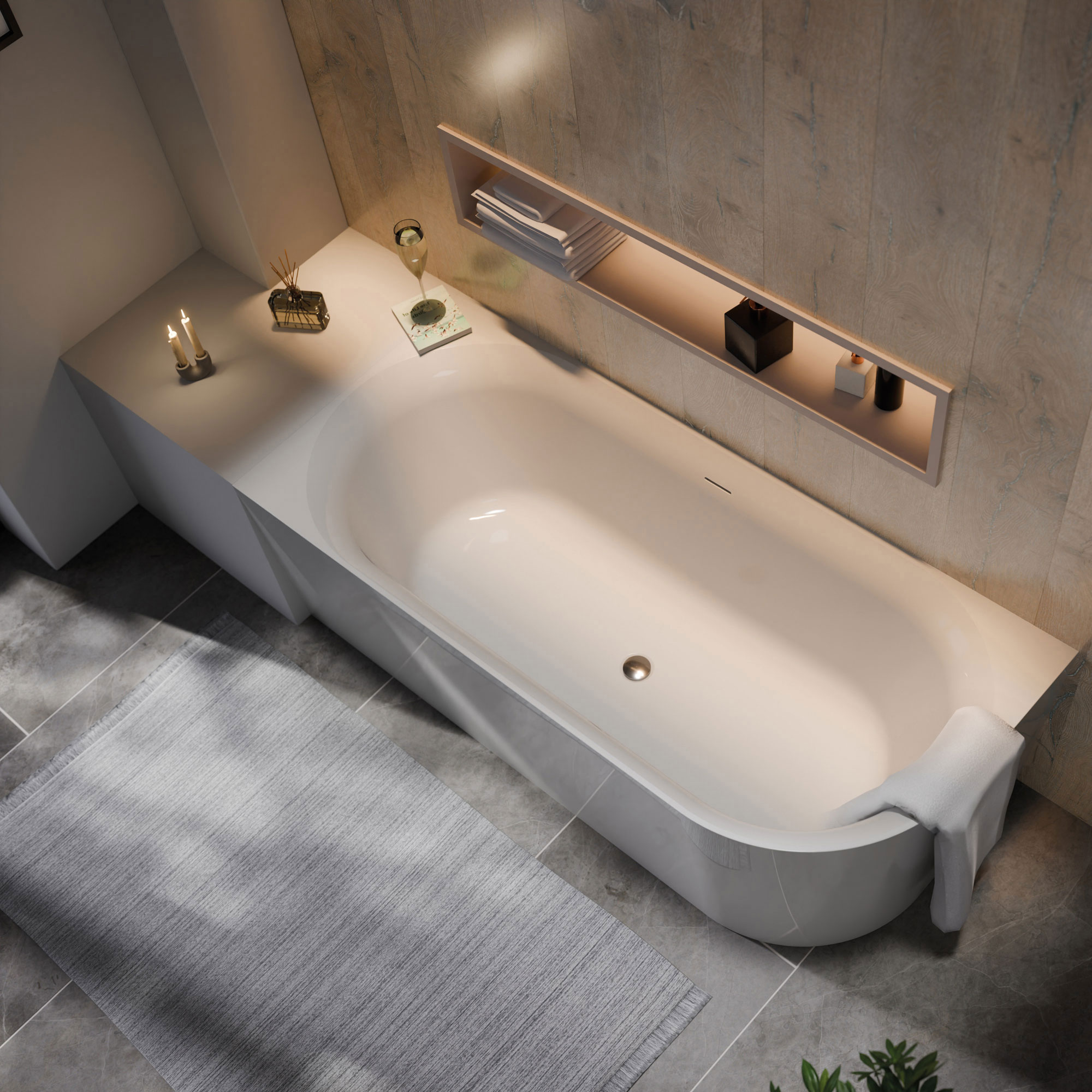 Boston Badewanne, weiß, Anschlag rechts, im Milieu 2
