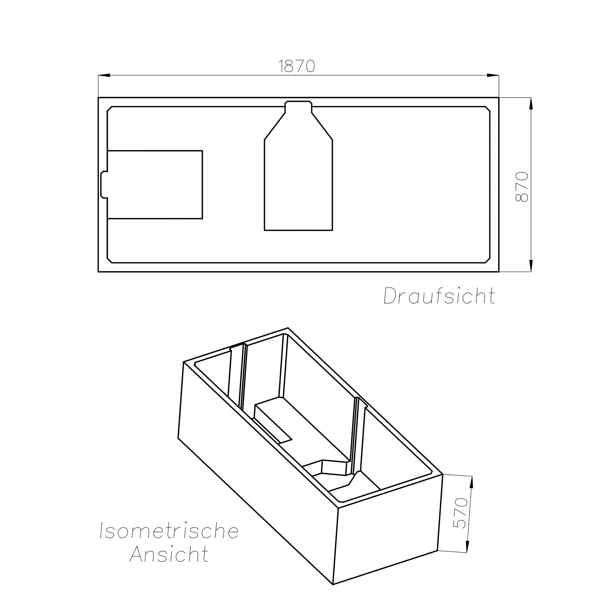 Duschwelten_Skizze_Wannentrager_zu_Reno190x90 Wannenträger zu Reno 190 x 90 cm, Skizze