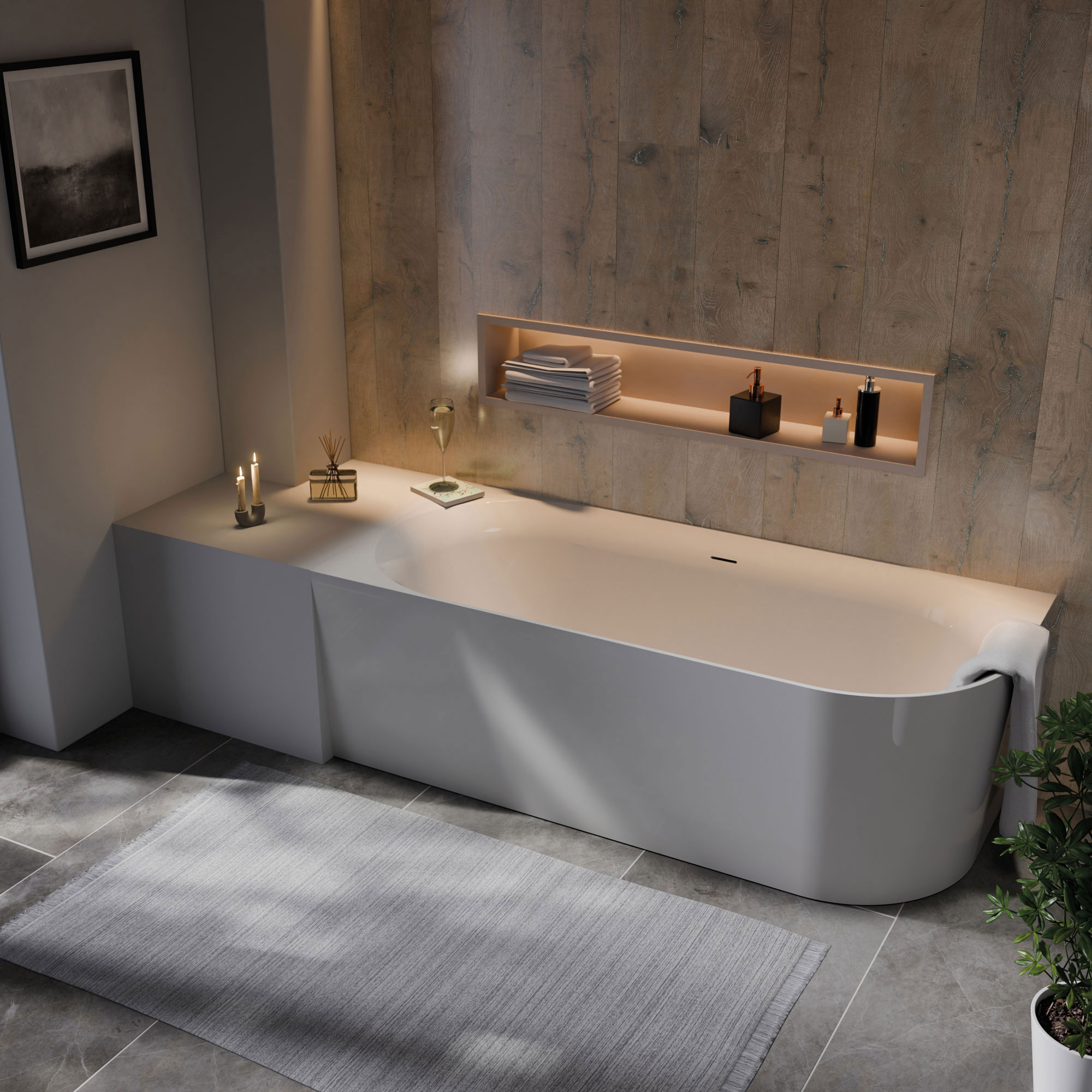 Boston Badewanne, weiß, Anschlag rechts, im Millieu 1