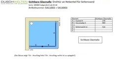 Sichtbare Glasmaße - Artikel 5411003 und 5413003 Sichtbare Glasmaße - Artikel 5411003 und 5413003