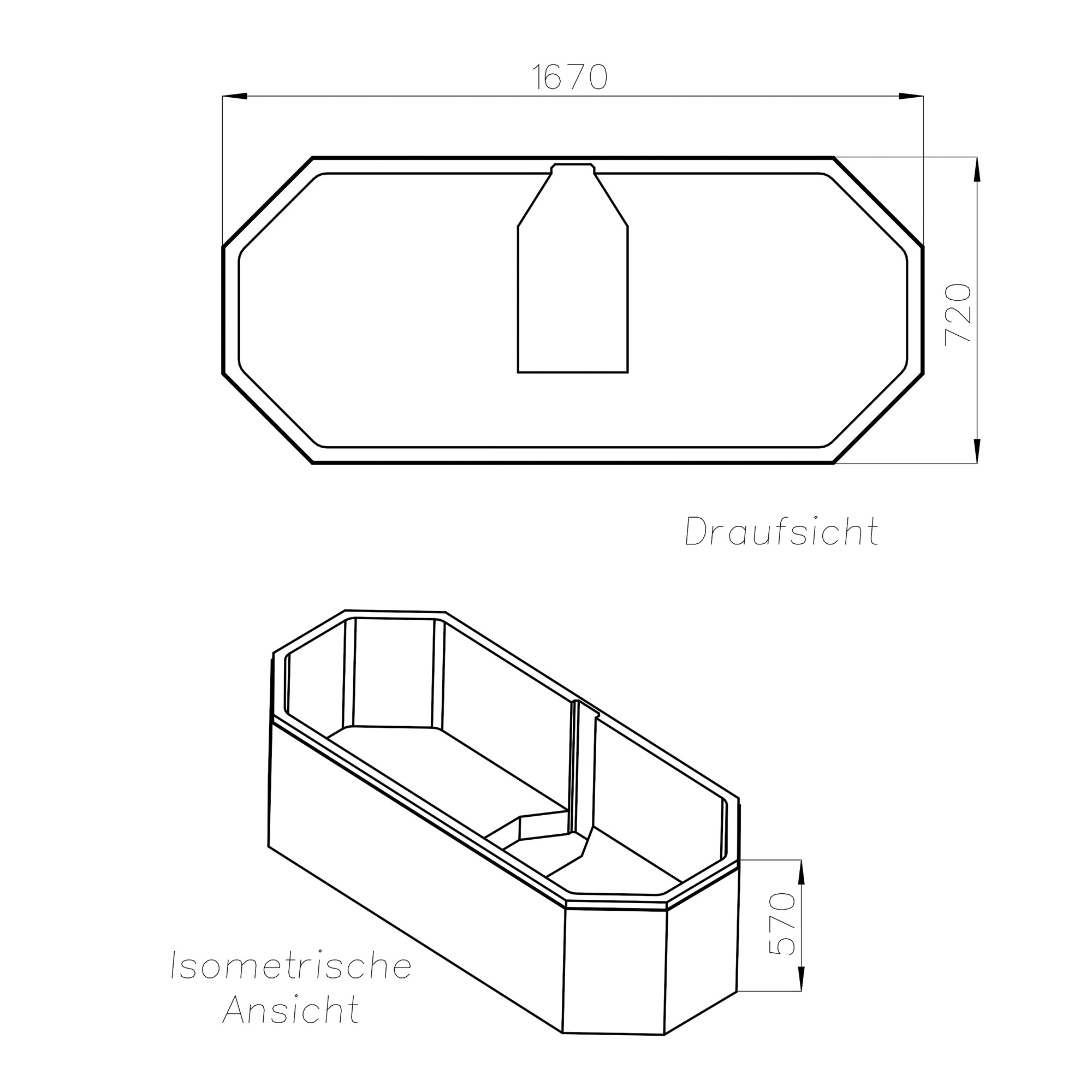 Eckfüllstück für Scottsdale 170x75x48 Maßskizze