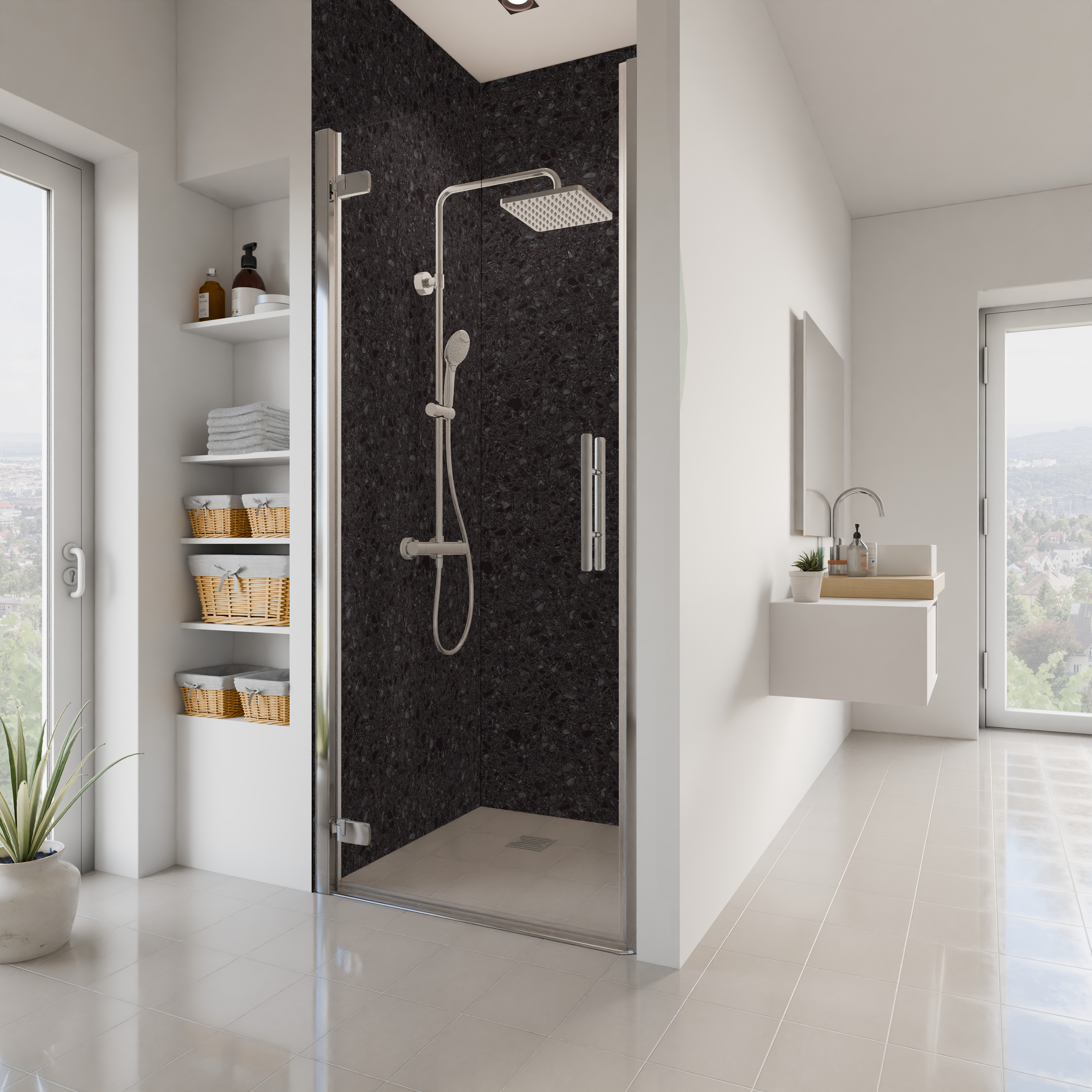 Dekor Paneel Seidenmatt Terrazzo Anthrazit