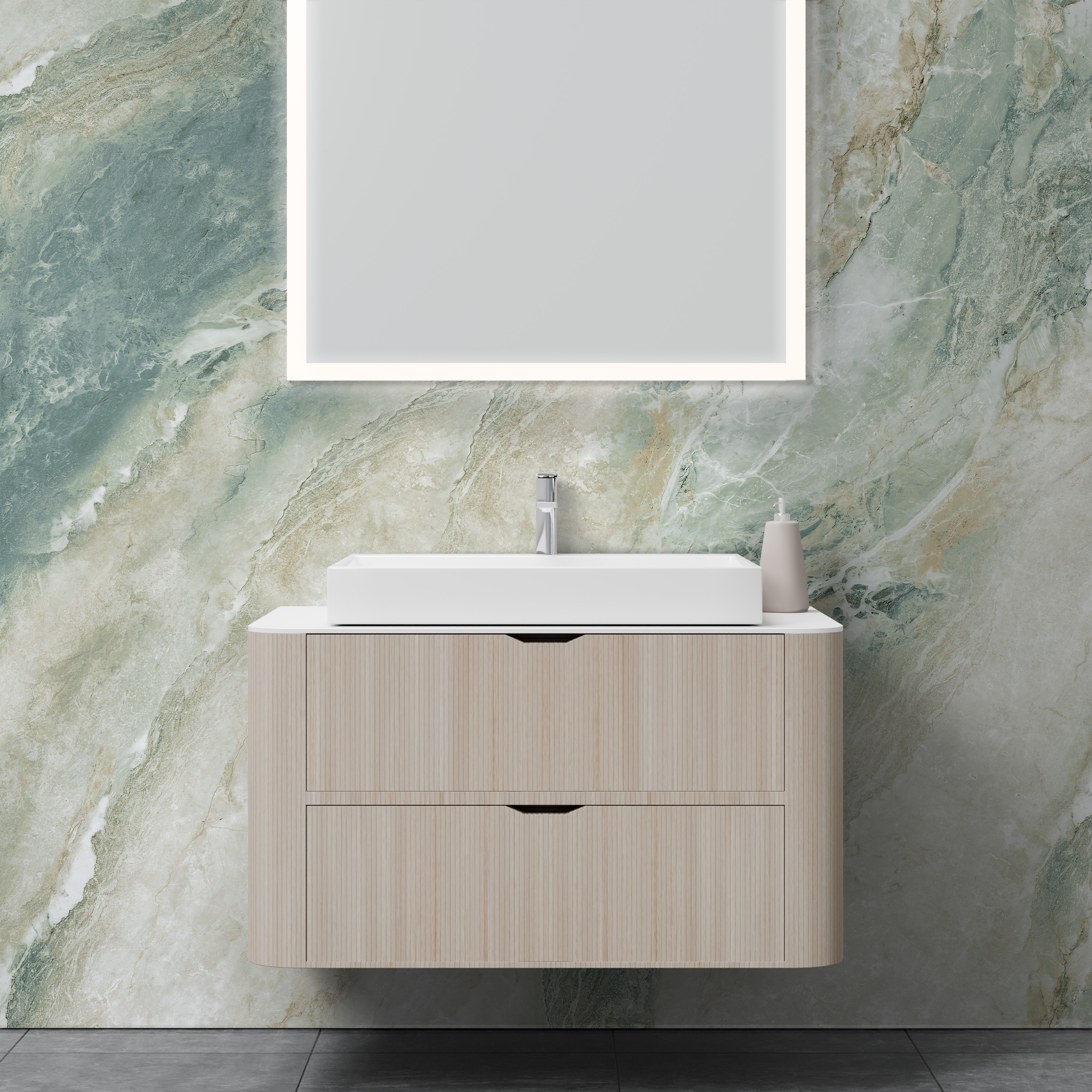 Dekor Paneele Seidenmatt Onyxmarmor Grün Waschtisch