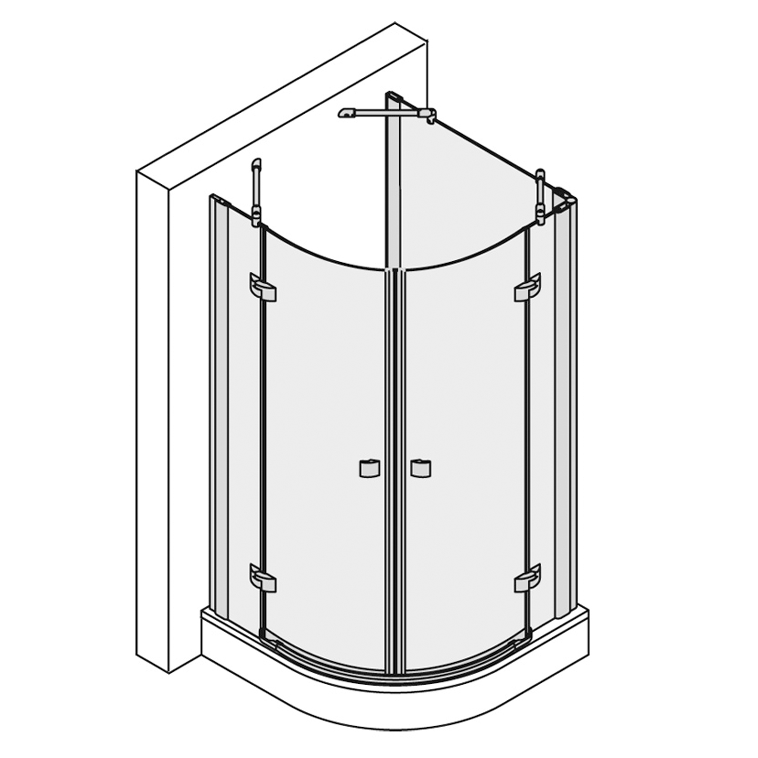 MK600 U-Kabine Runddusche 4-teilig mit Seitenwand rechts, Radius 550