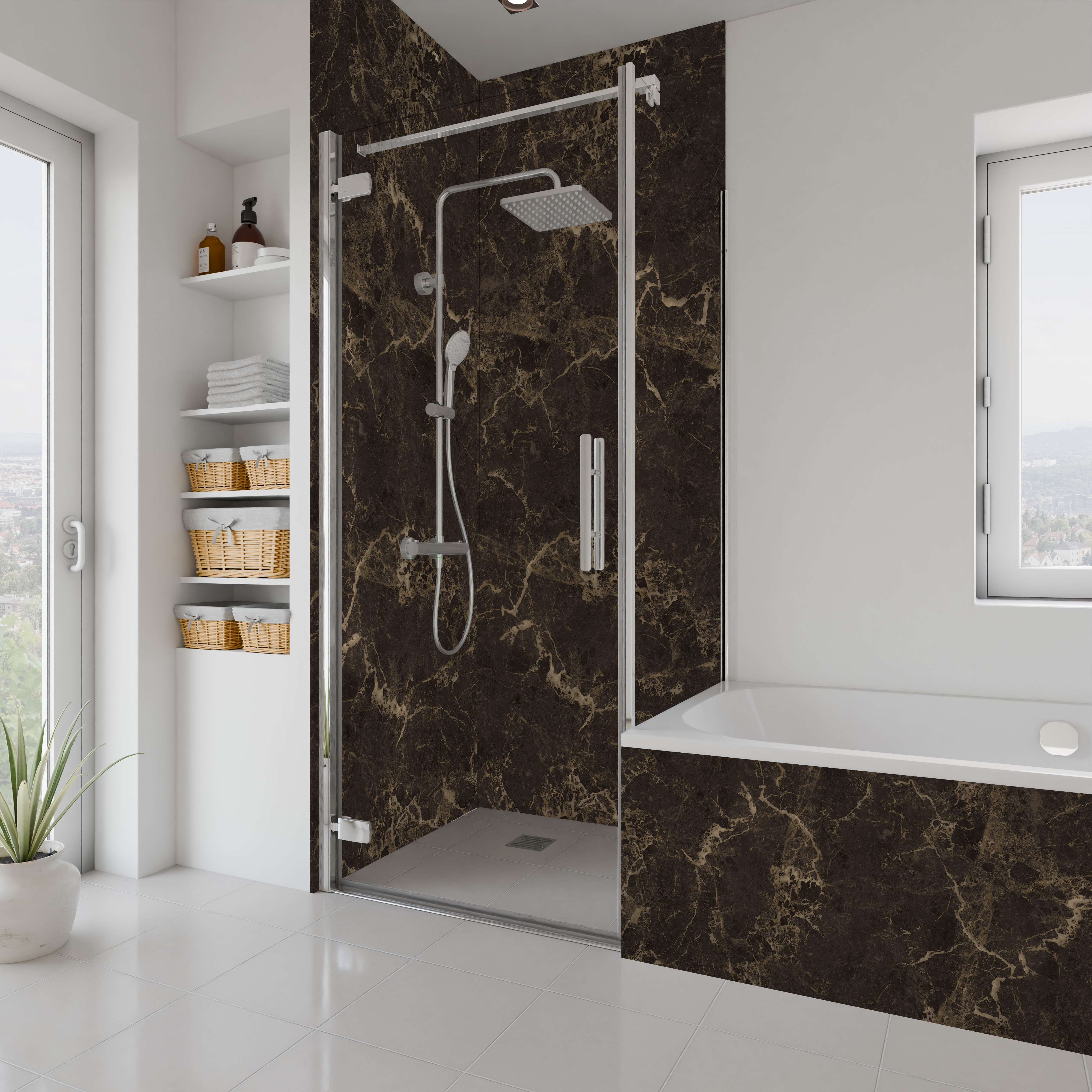 Dekor Paneele Seidenmatt Marmor Braun Dusche+ BSW