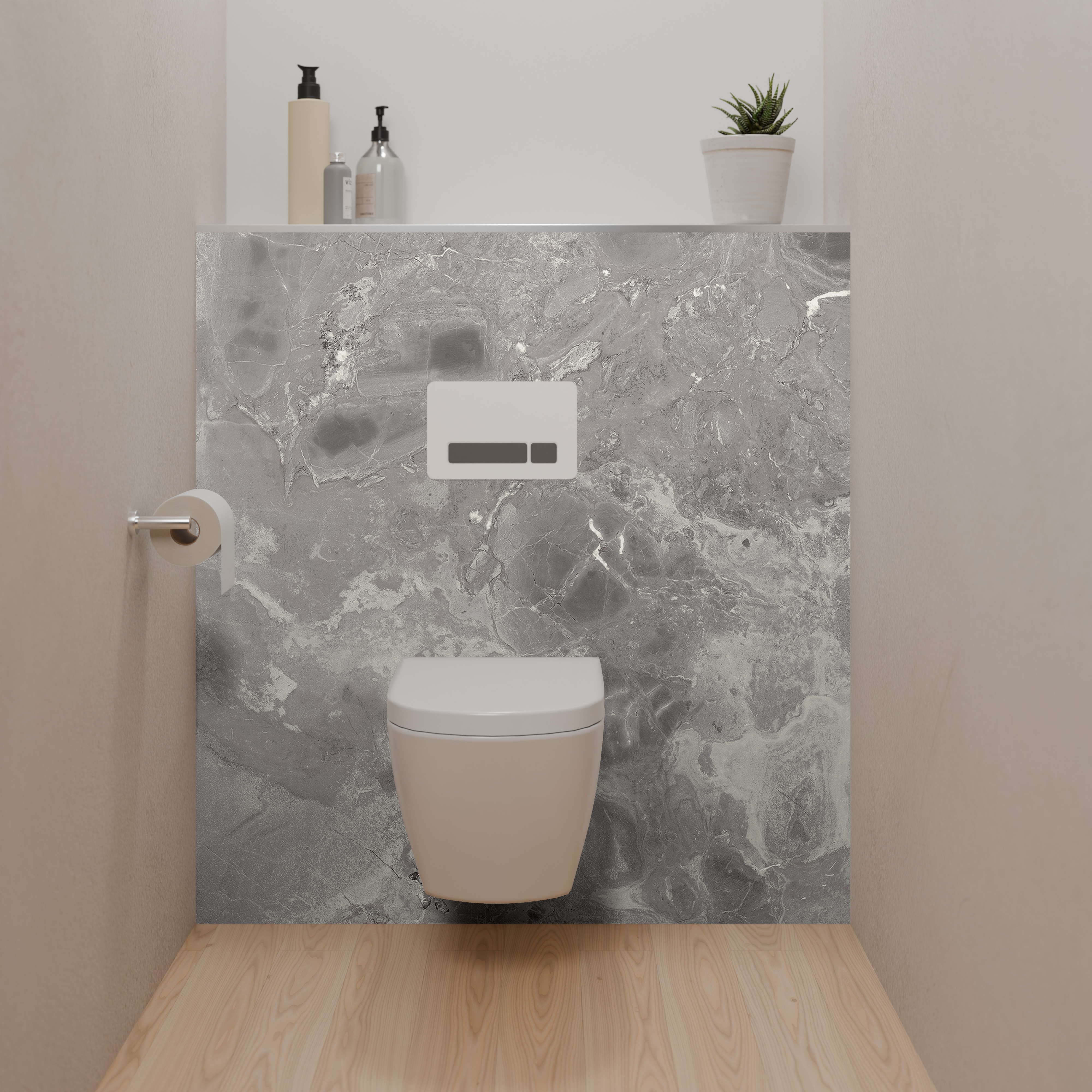 Dekor Paneele Seidenmatt Marmor Sicilia Grau Dusch-WC