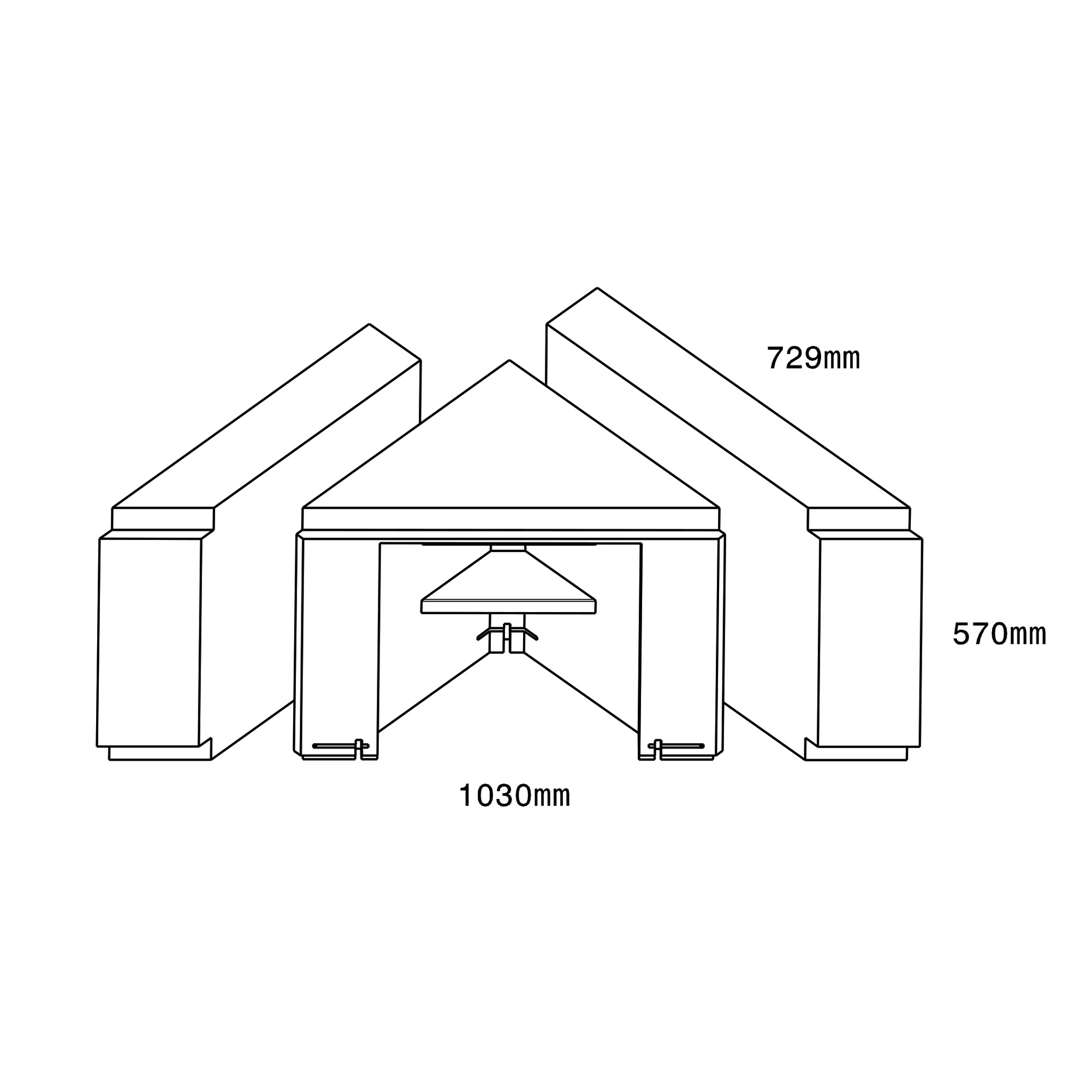 Eckfüllstück für Chicago 200x100x43, Maßskizze