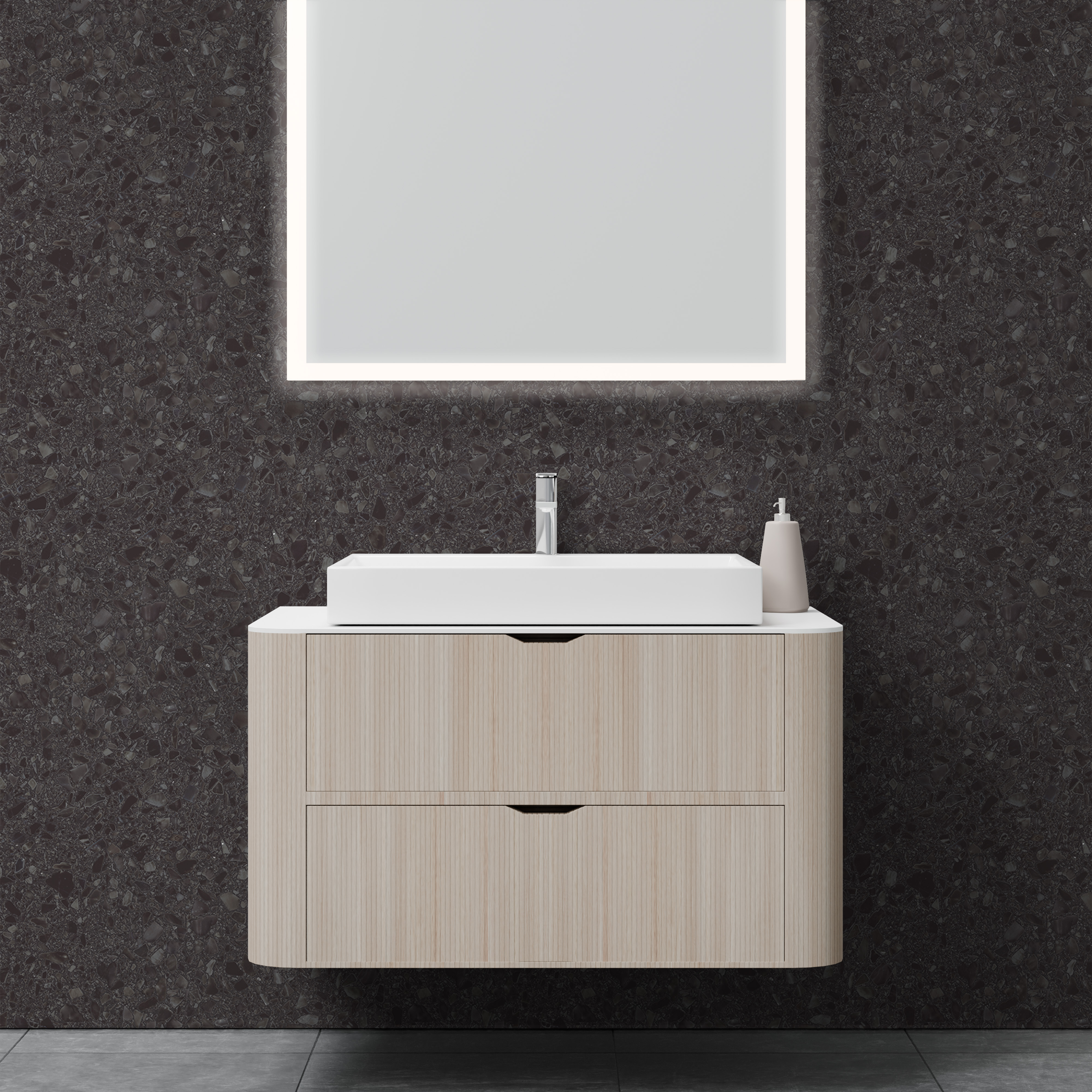 Dekor Paneel Seidenmatt Terrazzo Anthrazit