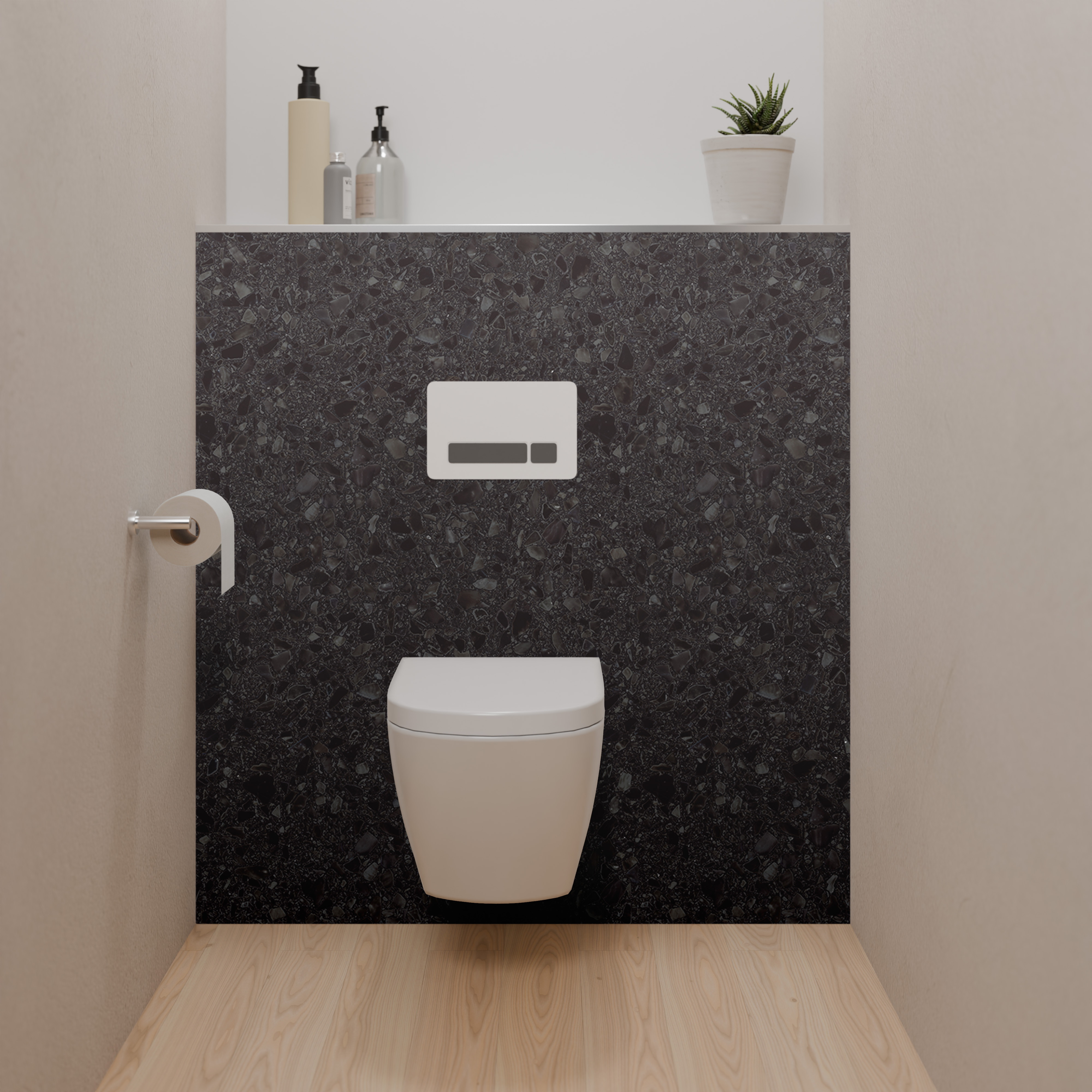 Dekor Paneel Seidenmatt Terrazzo Anthrazit