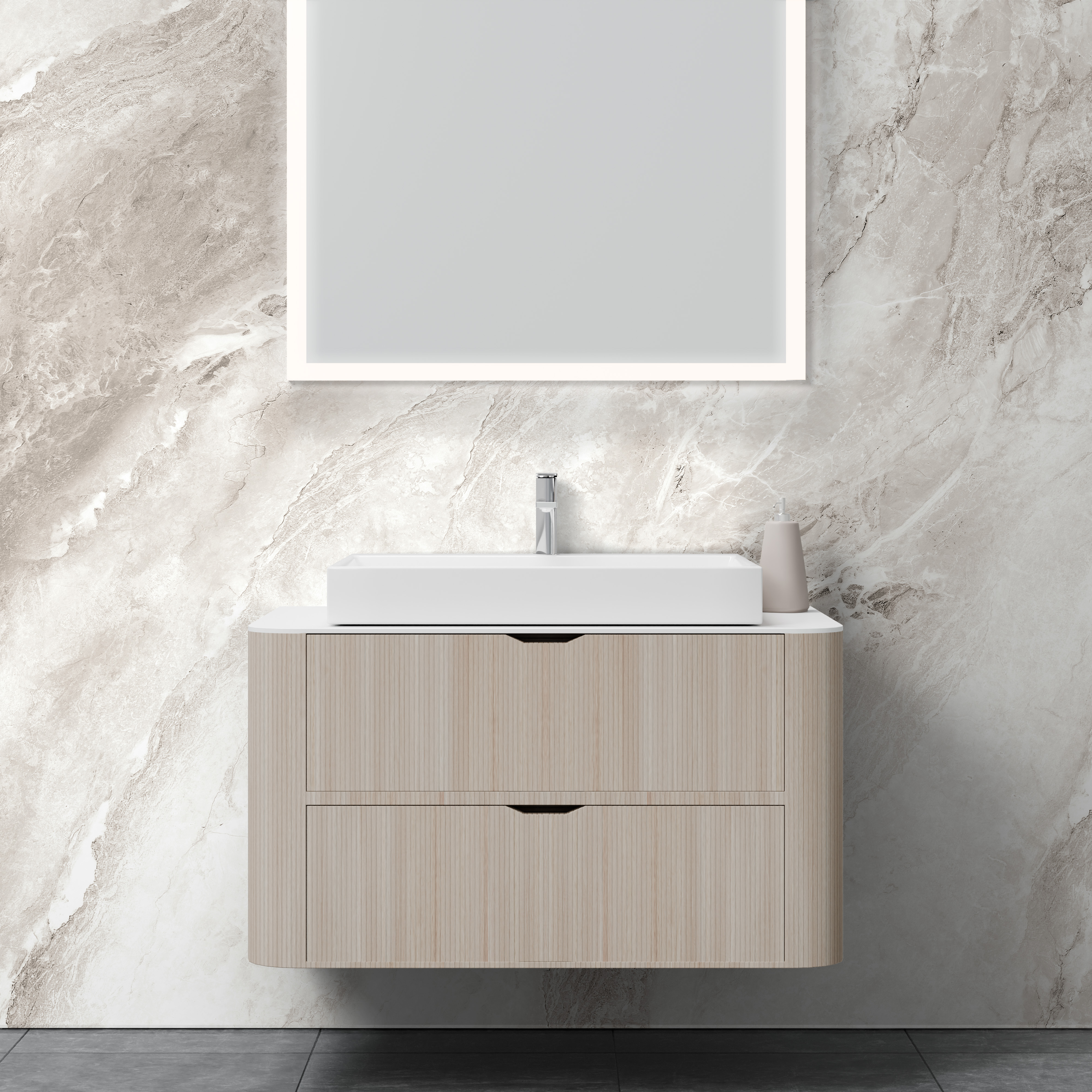 Dekor Paneele Seidenmatt Onyxmarmor Grau Waschtisch