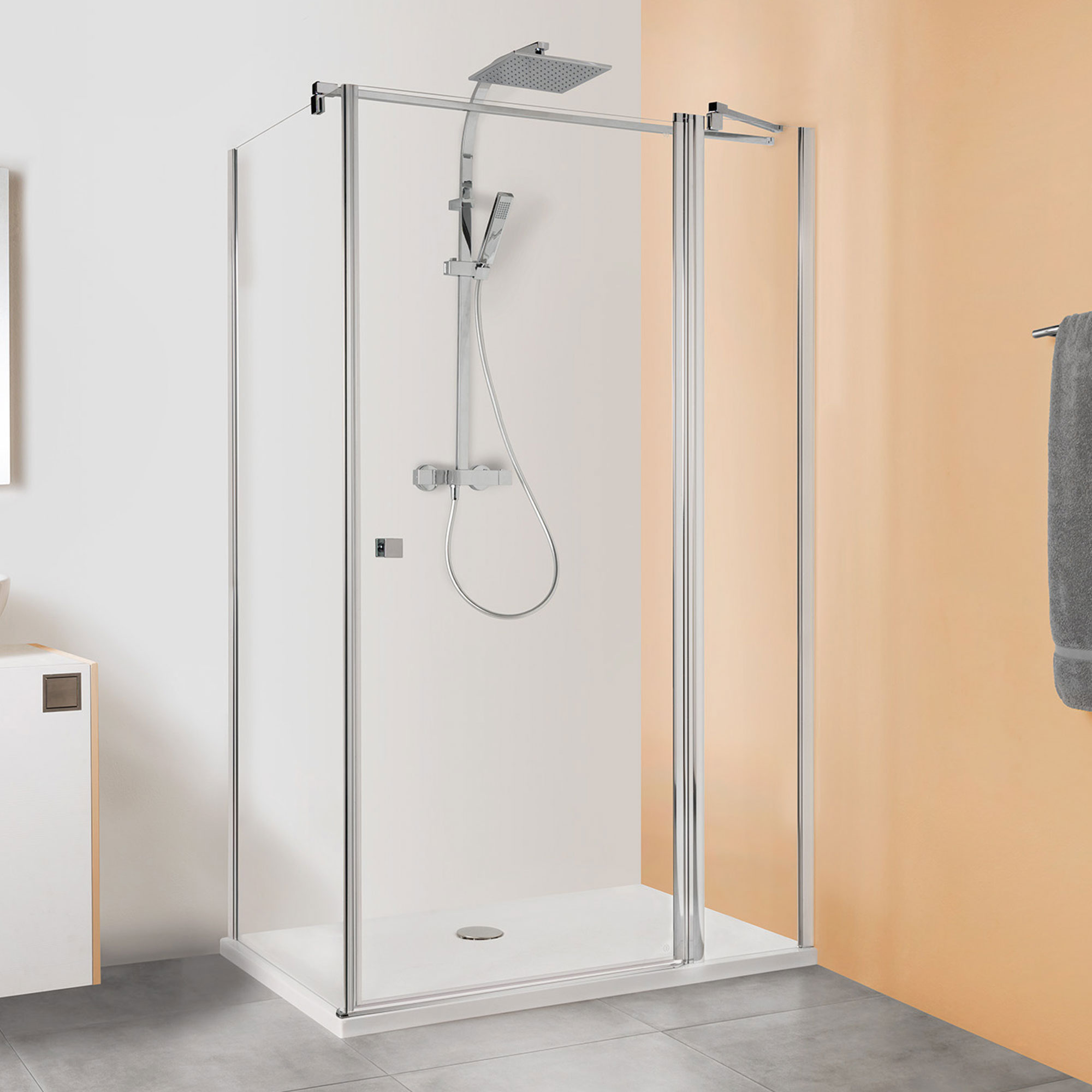 mk450-drehtuer-festteil-seitenwand MK450 Drehtür mit Festteil für Seitenwand