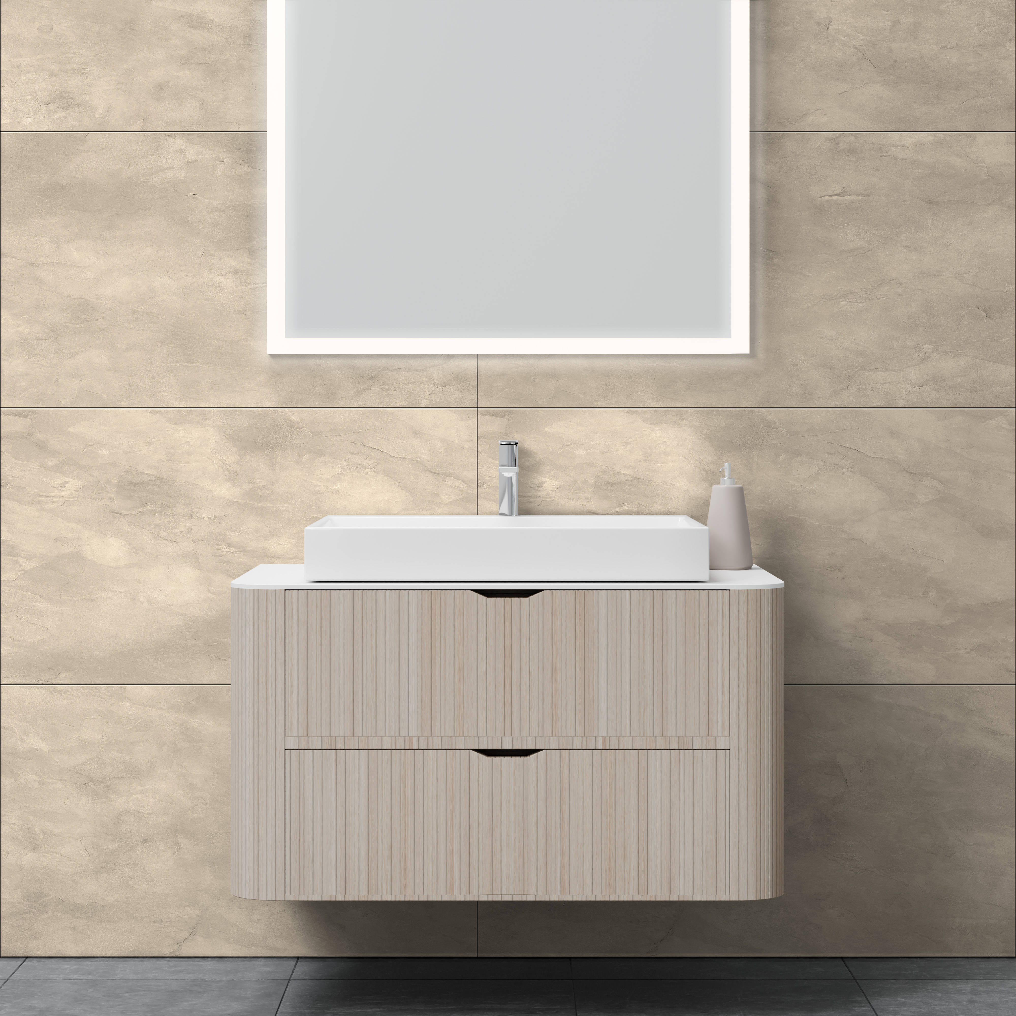 Dekor Paneel Große Fliese Beige