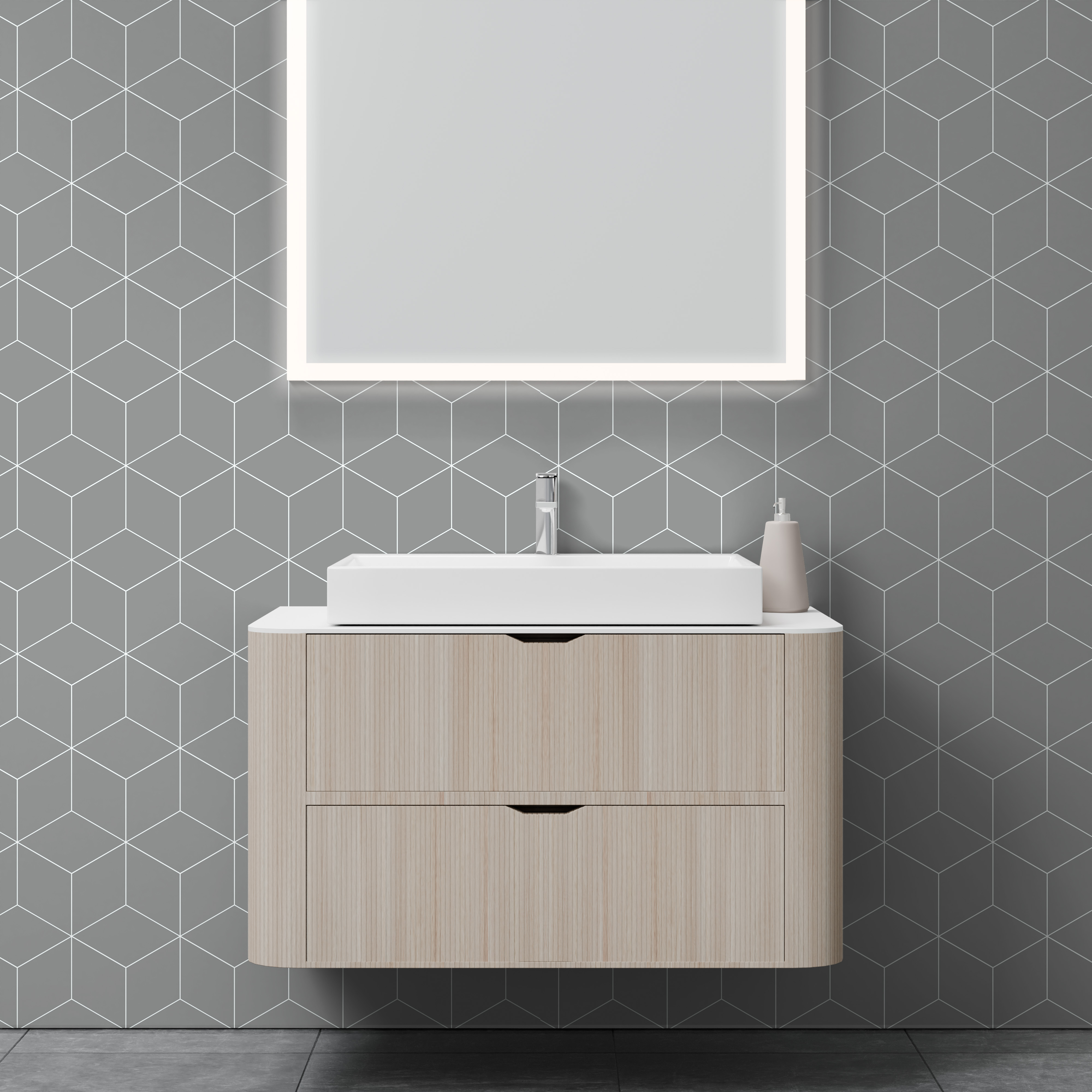 Dekor Paneel Seidenmatt Hexagon Grau