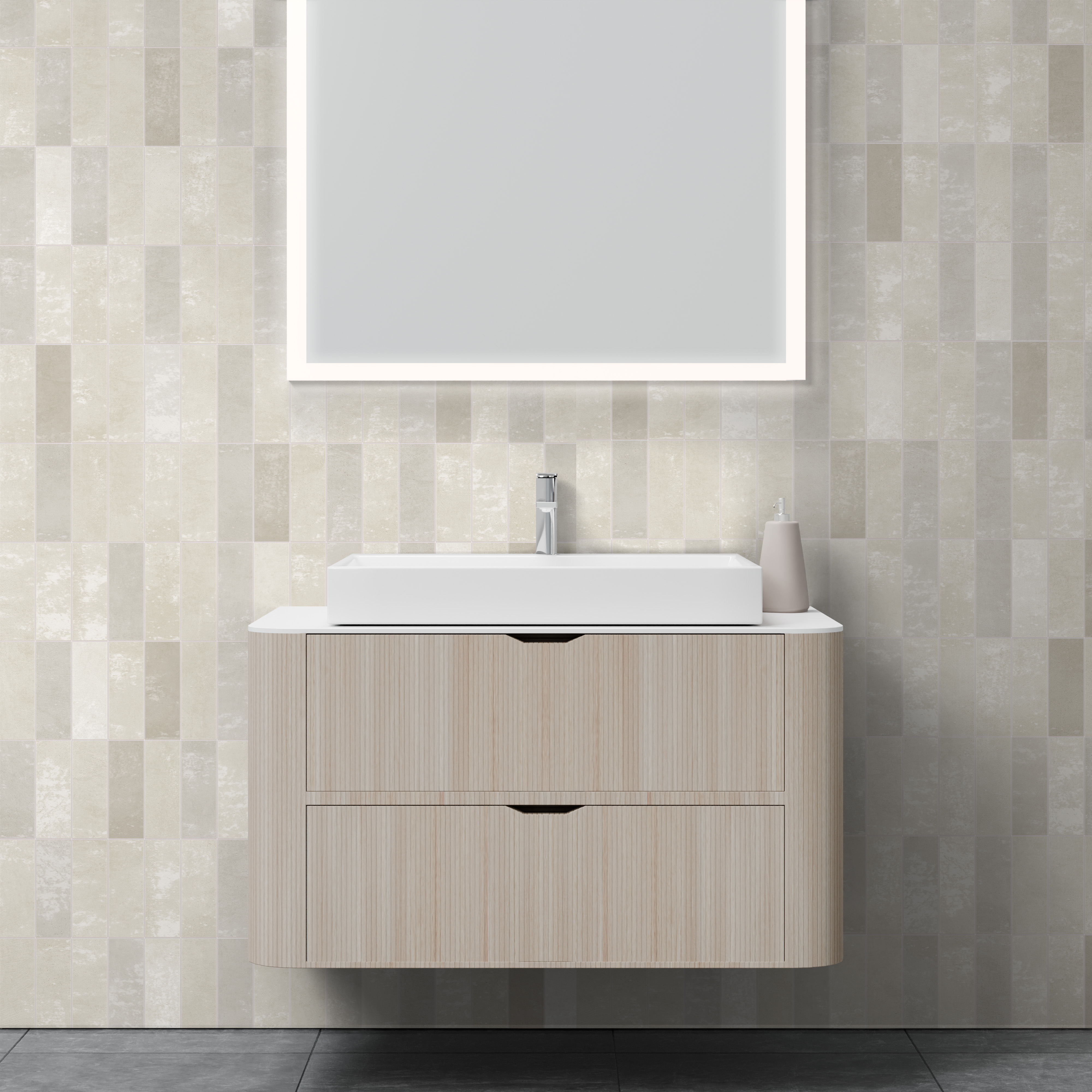 Dekor Paneele Hochglanz Fliese Beige Waschtisch