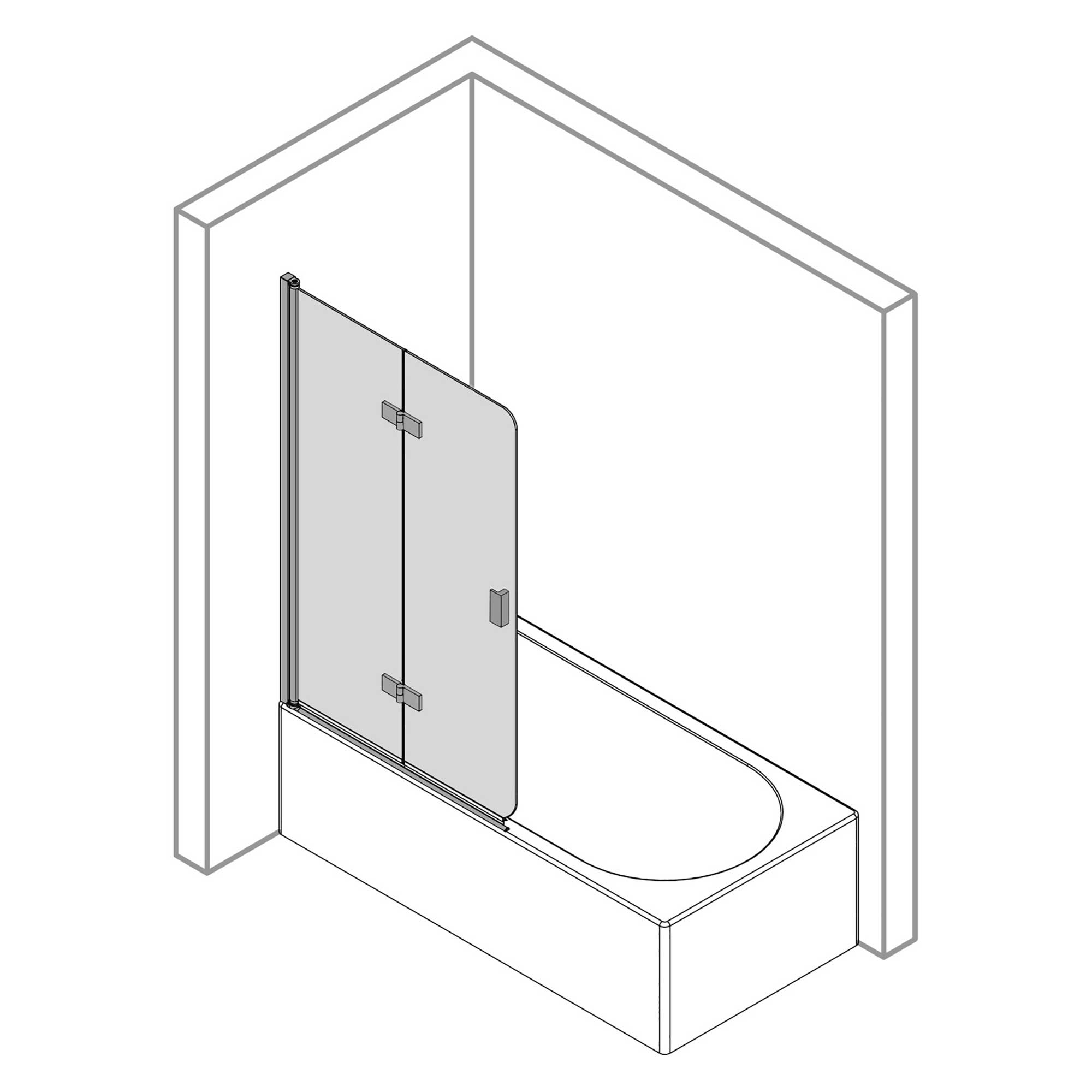 MK 520 Badewannenaufsatz Drehfalttür, rund, Anschlag links