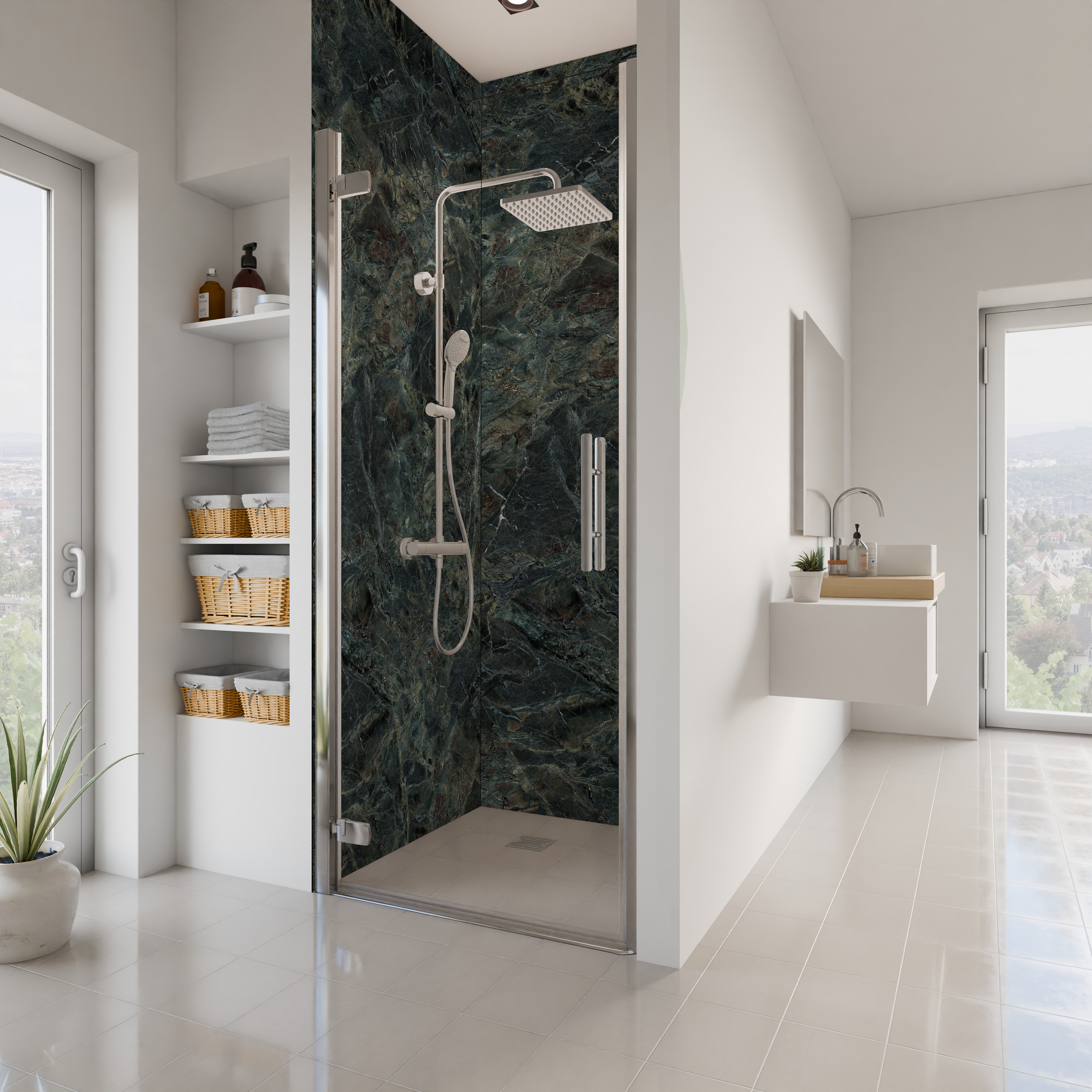 Dekor Paneele Seidenmatt Marmor Dunkelgrün Nische