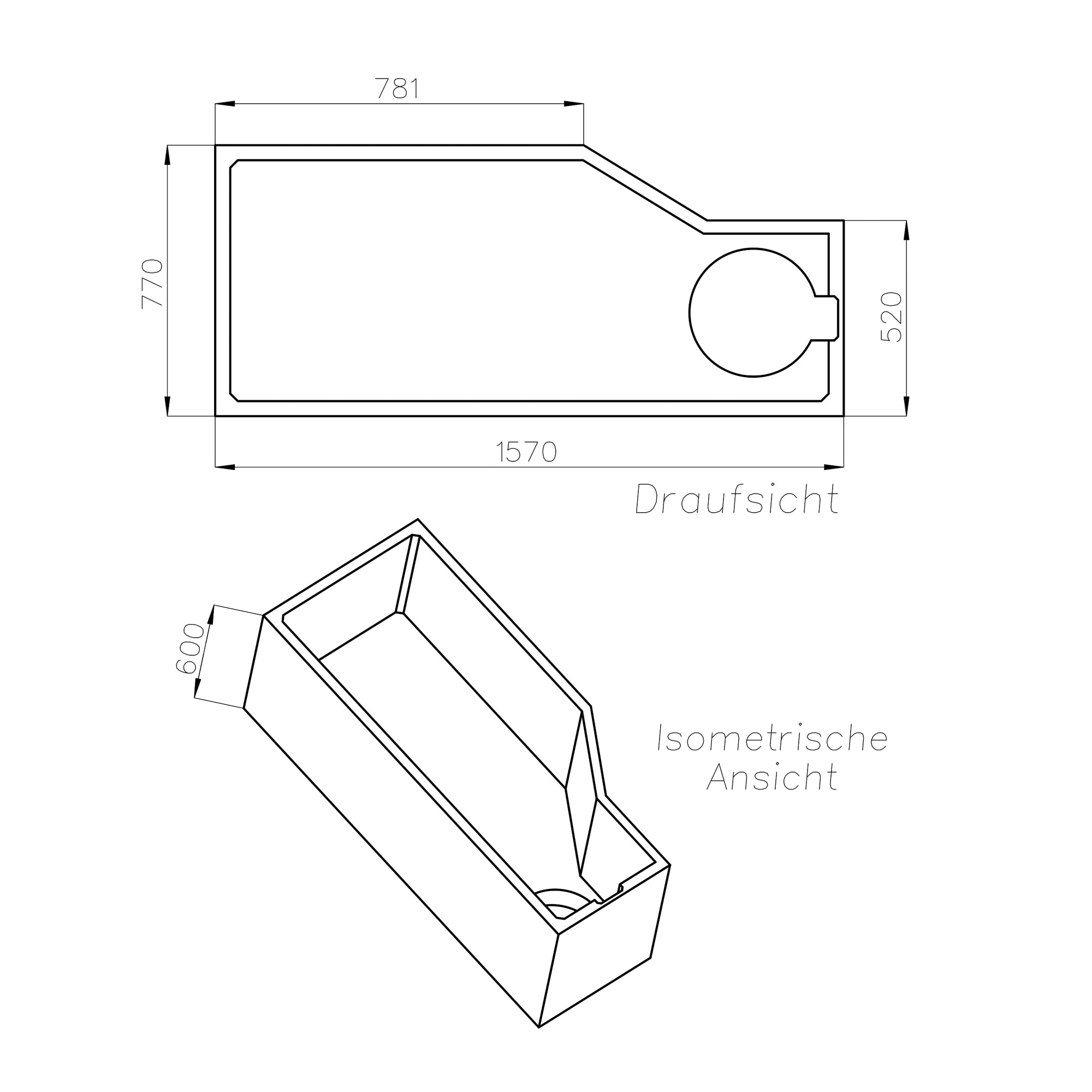 Duschwelten_Skizze_Wannentrager_zu_Chattanooga_Rechts160x80 Wannenträger zu Chattanooga 160x80x45 rechts, Maßskizze