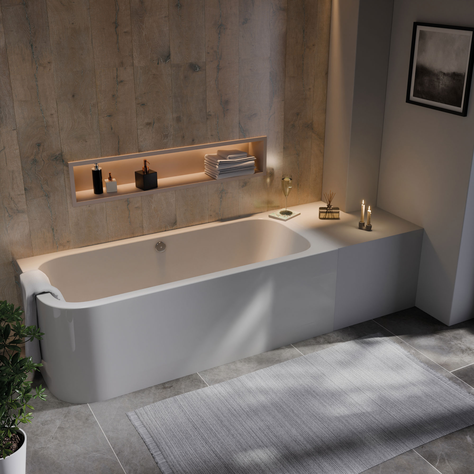 Sacramento Badewanne. weiß, links, im Milieu 1
