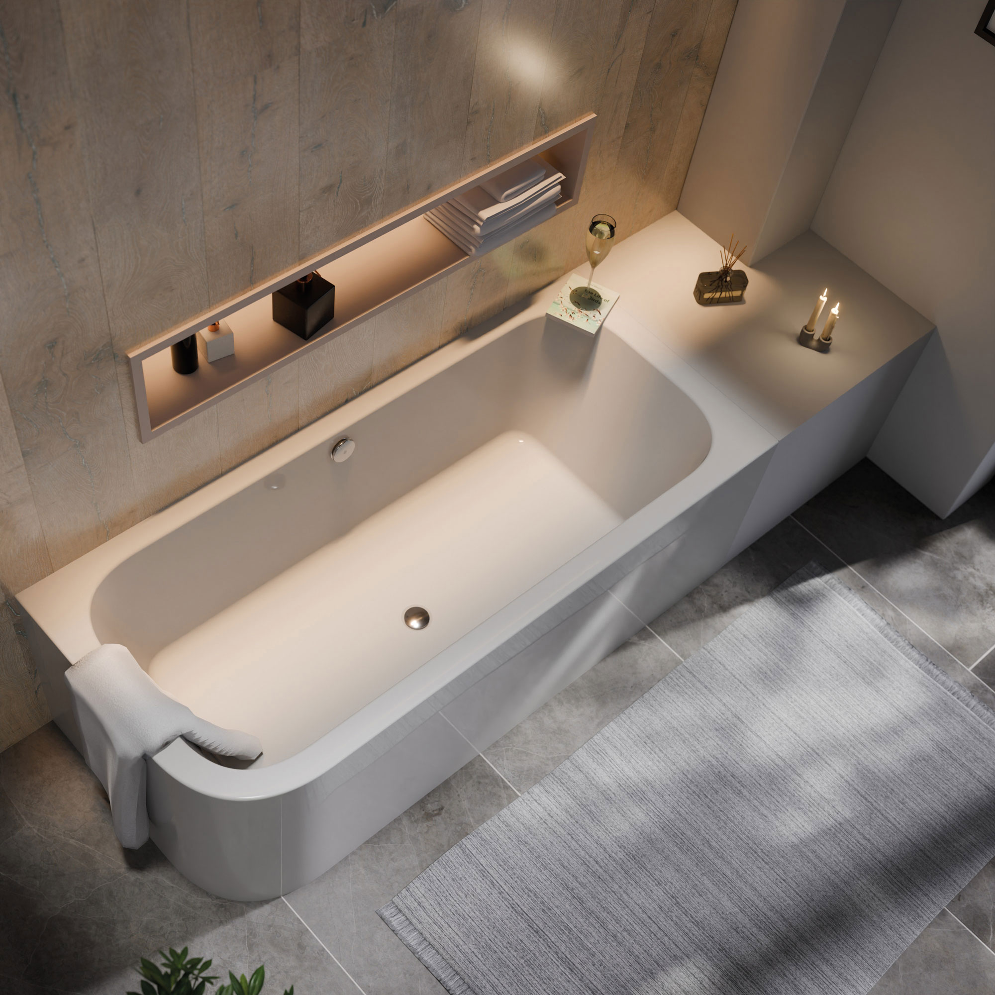 Sacramento Badewanne. weiß, links, im Milieu 2