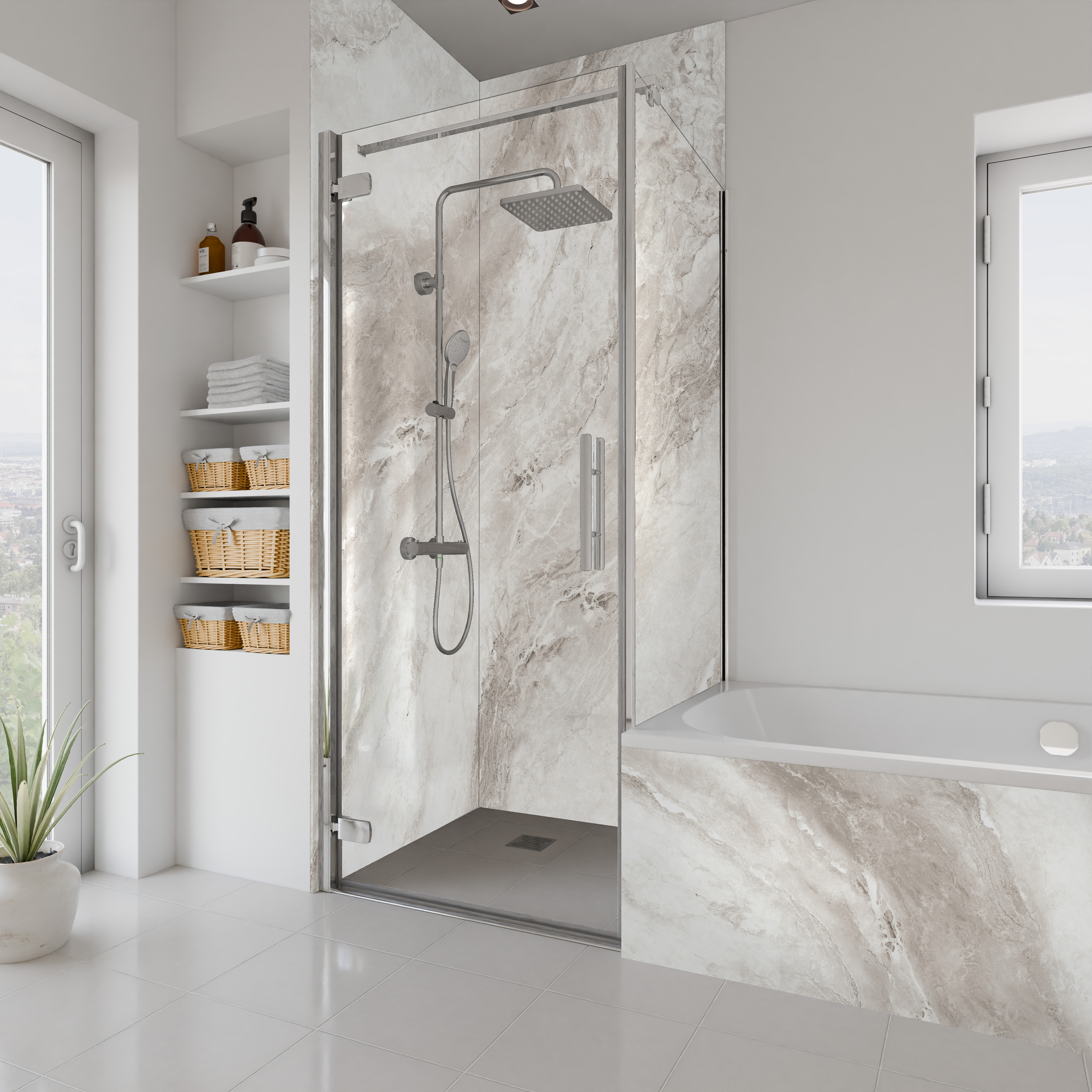 Dekor Paneele Seidenmatt Onyxmarmor Grau Dusche+ BSW