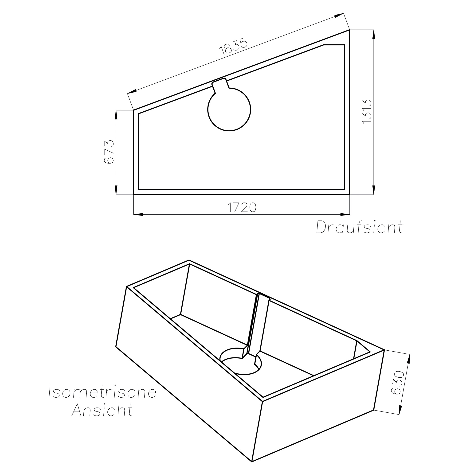 Wannenträger zu Gary II 175x135x50 links