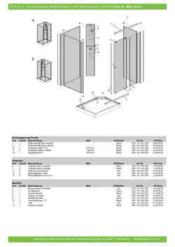 Komplettdusche Gleittür / Schiebetür 2-tlg. mit Seitenwand 22.10.2025