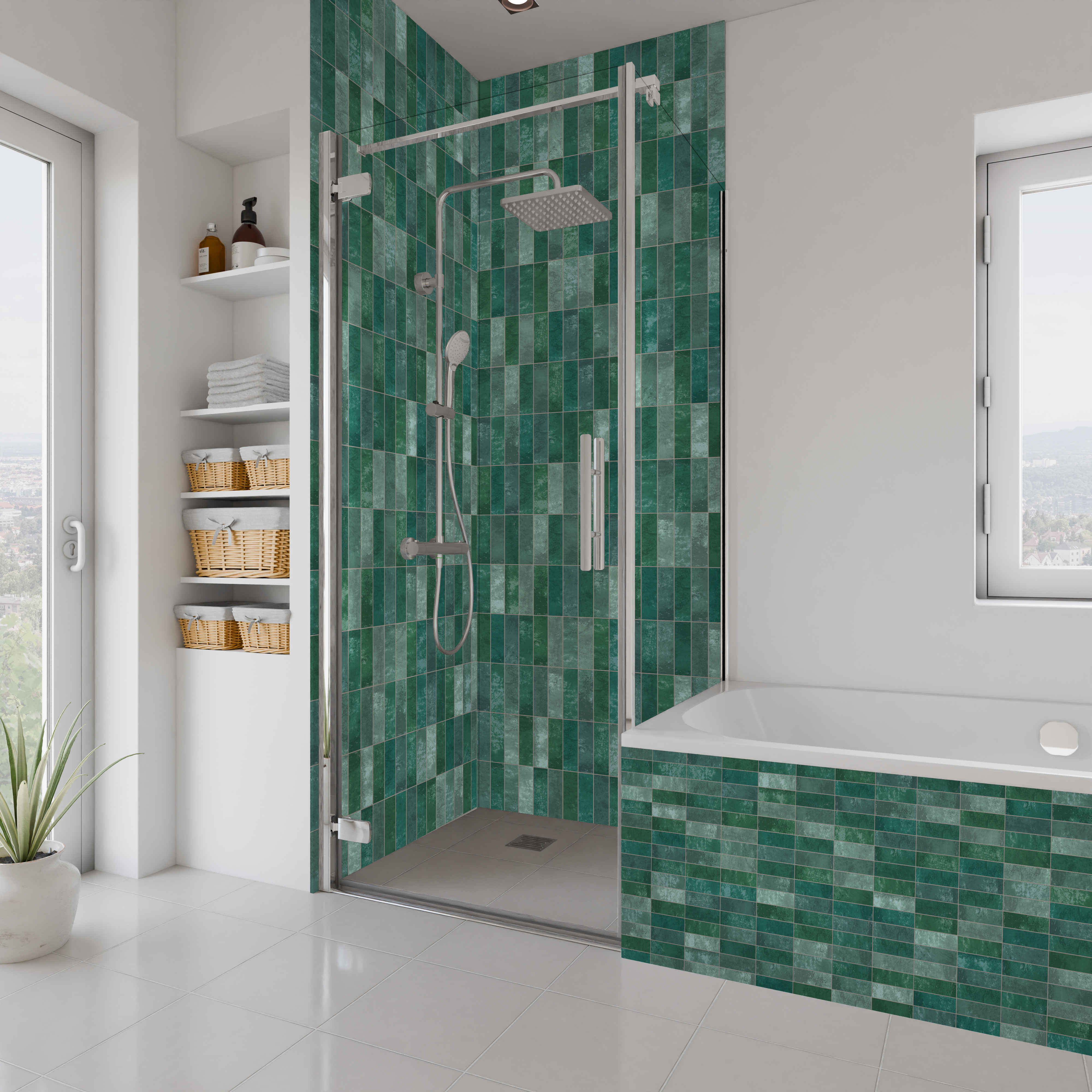 Dekor Paneele Hochglanz Fliese Jadegrün Dusche+BSW