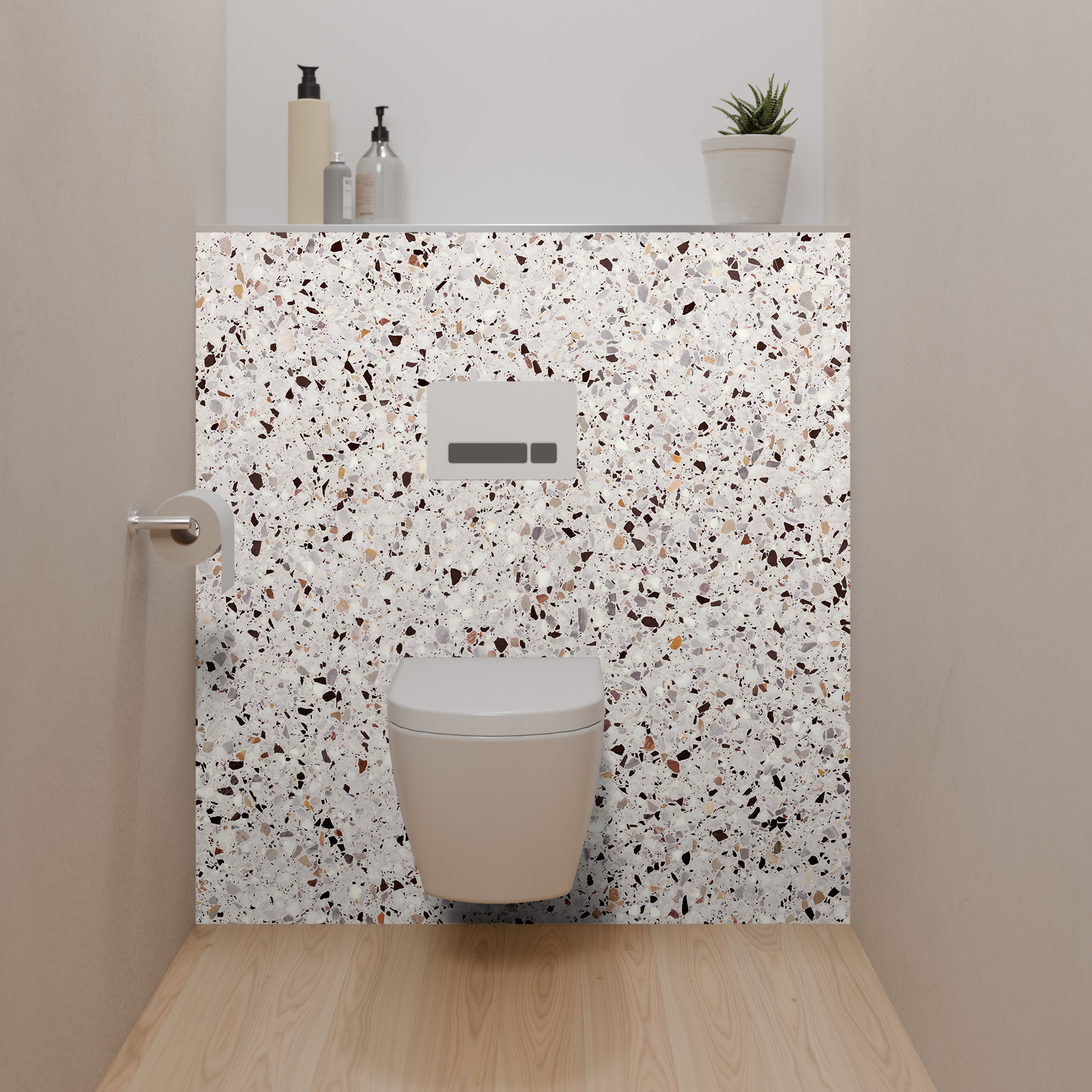 Dekor Paneele Seidenmatt Terrazzo Feinmix Dusch-WC