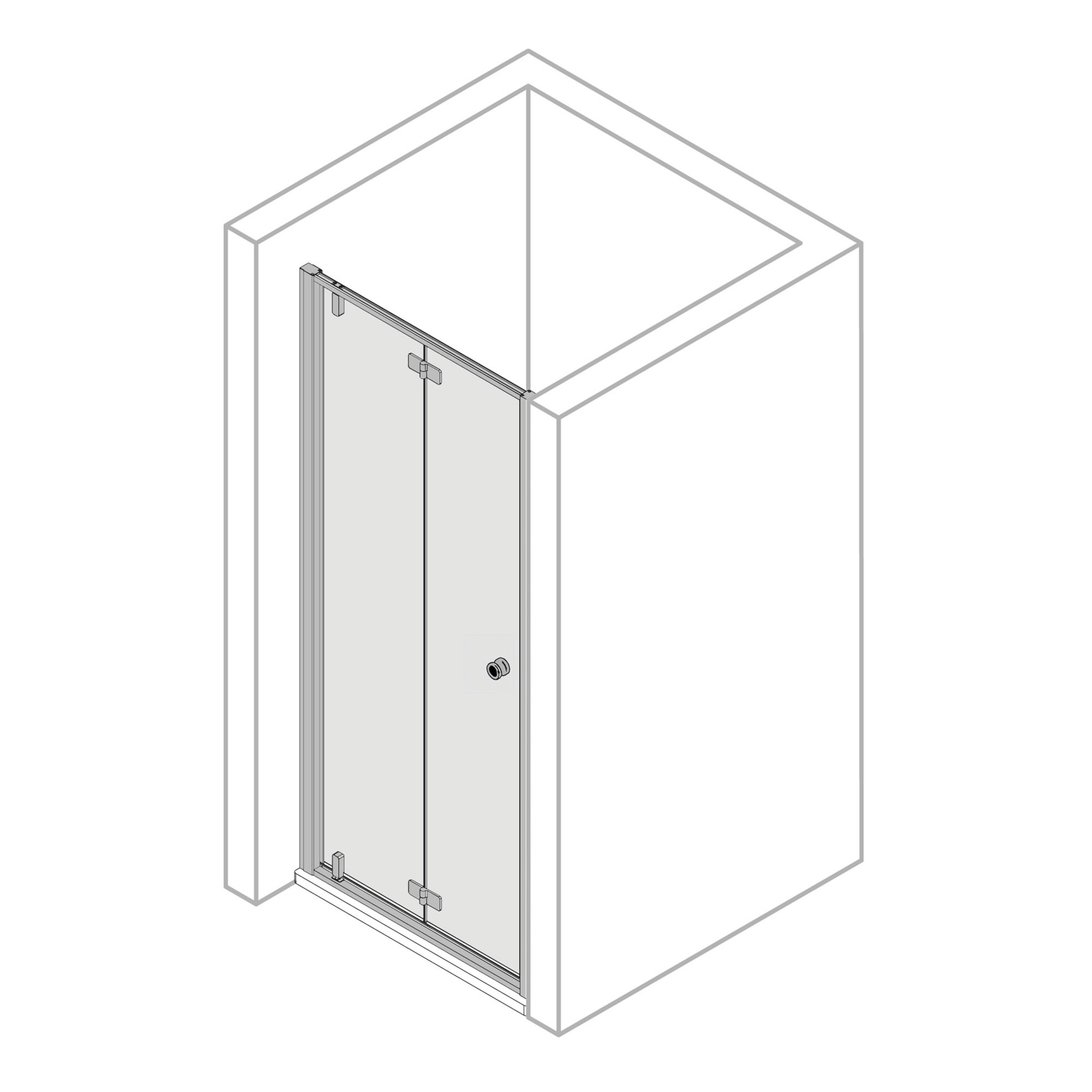 Piktogramm, Drehfalttür für Nische, Anschlag links