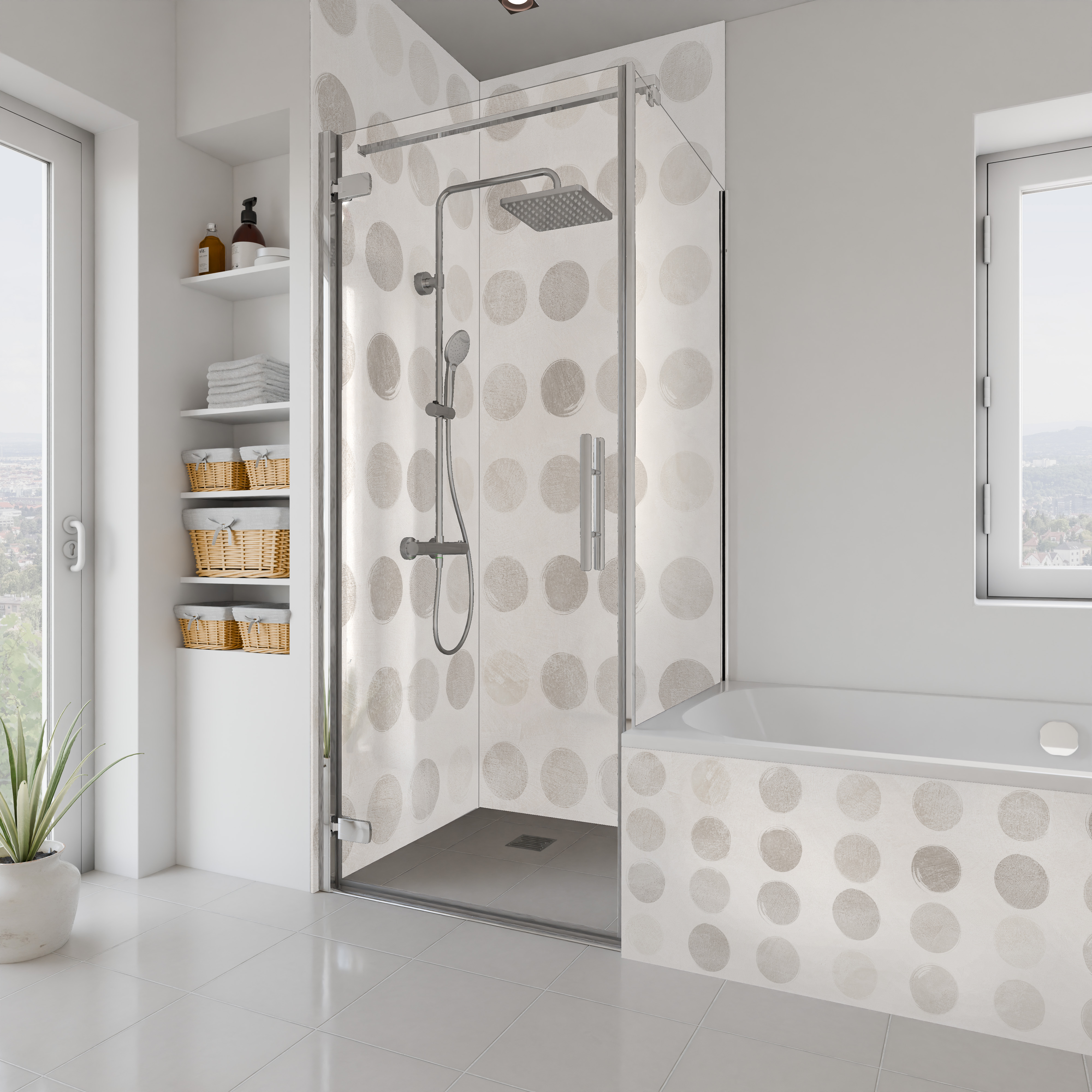 Dekor Paneele Stein Putz-Optik Crema Punto Dusche+BSW