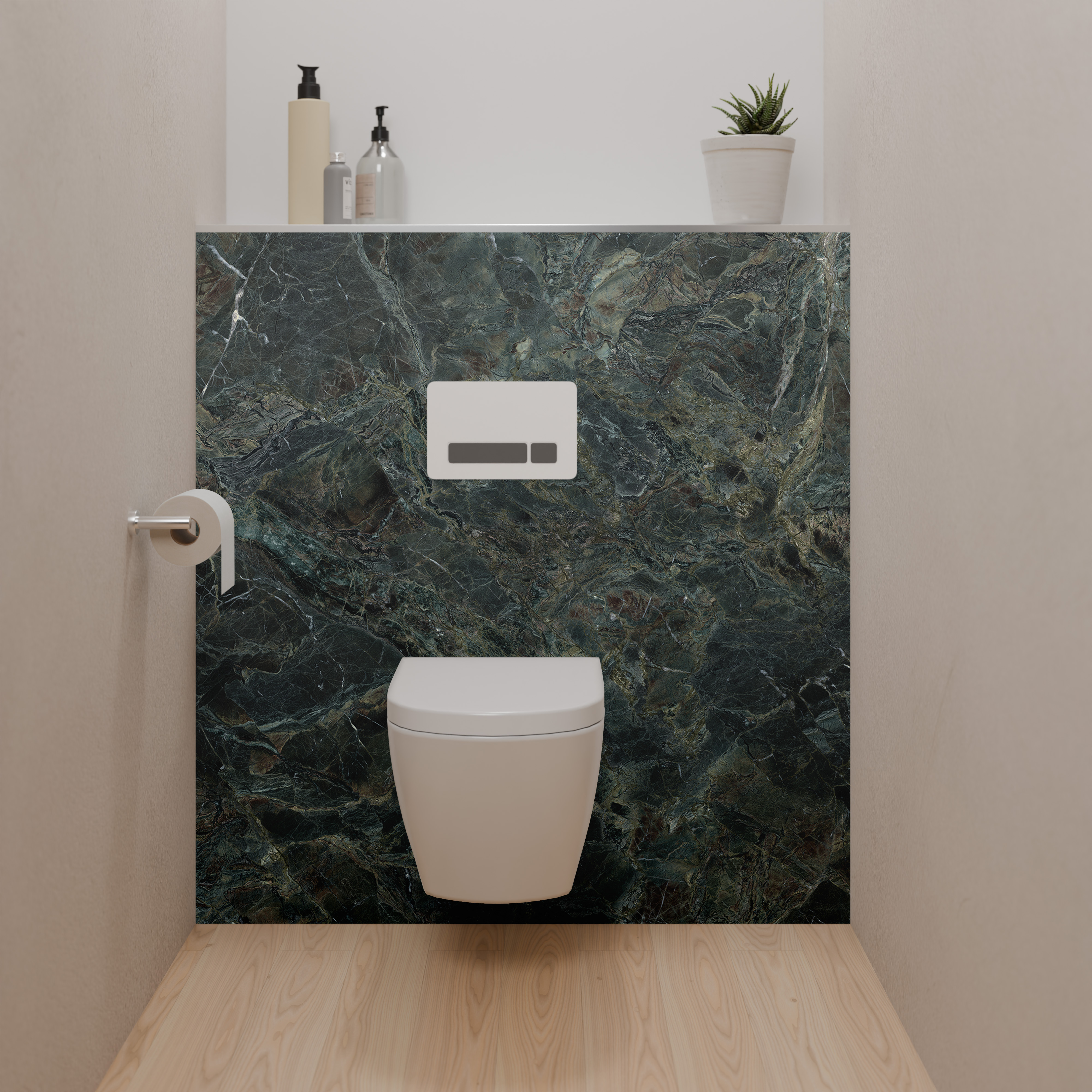 Dekor Paneele Seidenmatt Marmor Dunkelgrün Dusch-WC