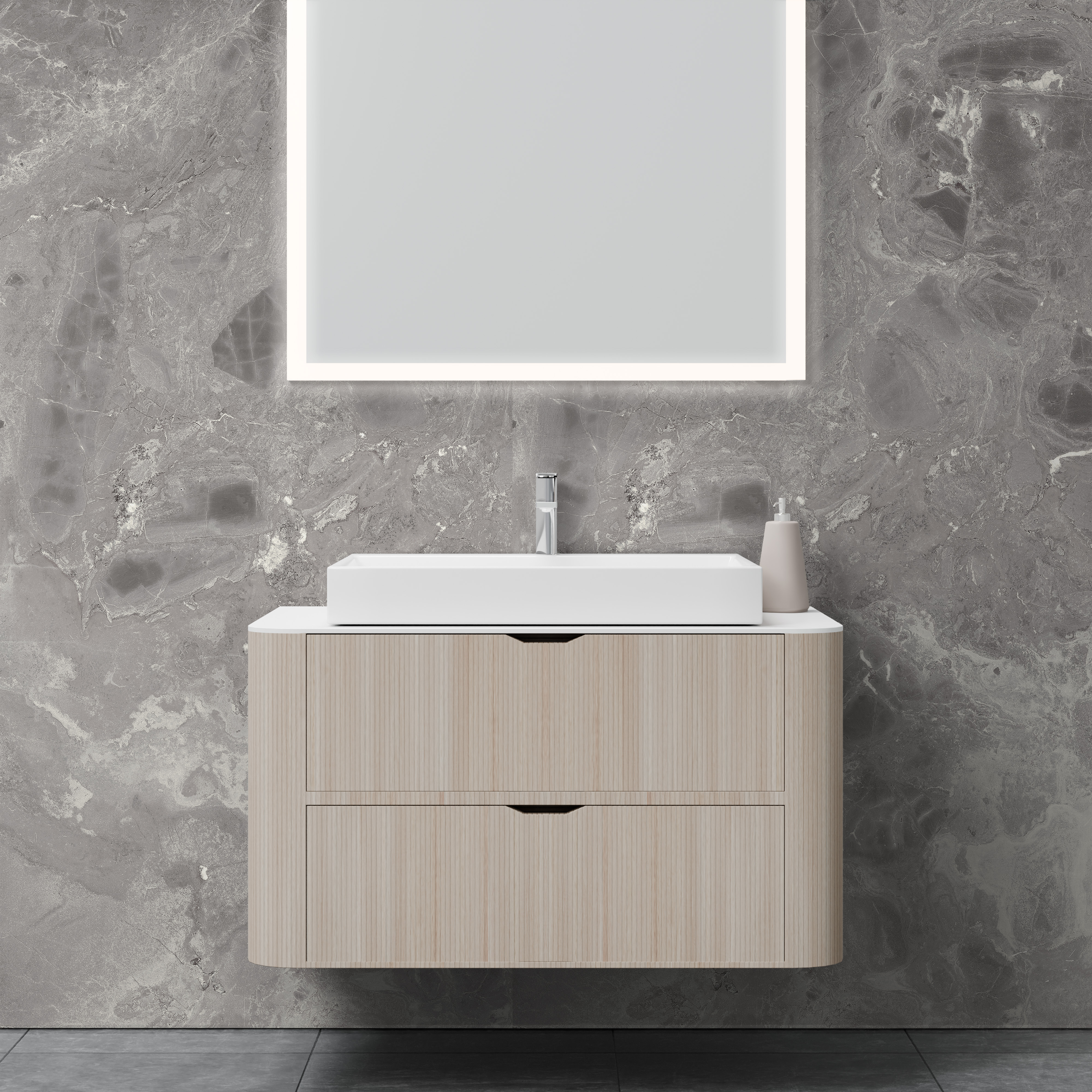 Dekor Paneele Seidenmatt Marmor Sicilia Grau Waschtisch