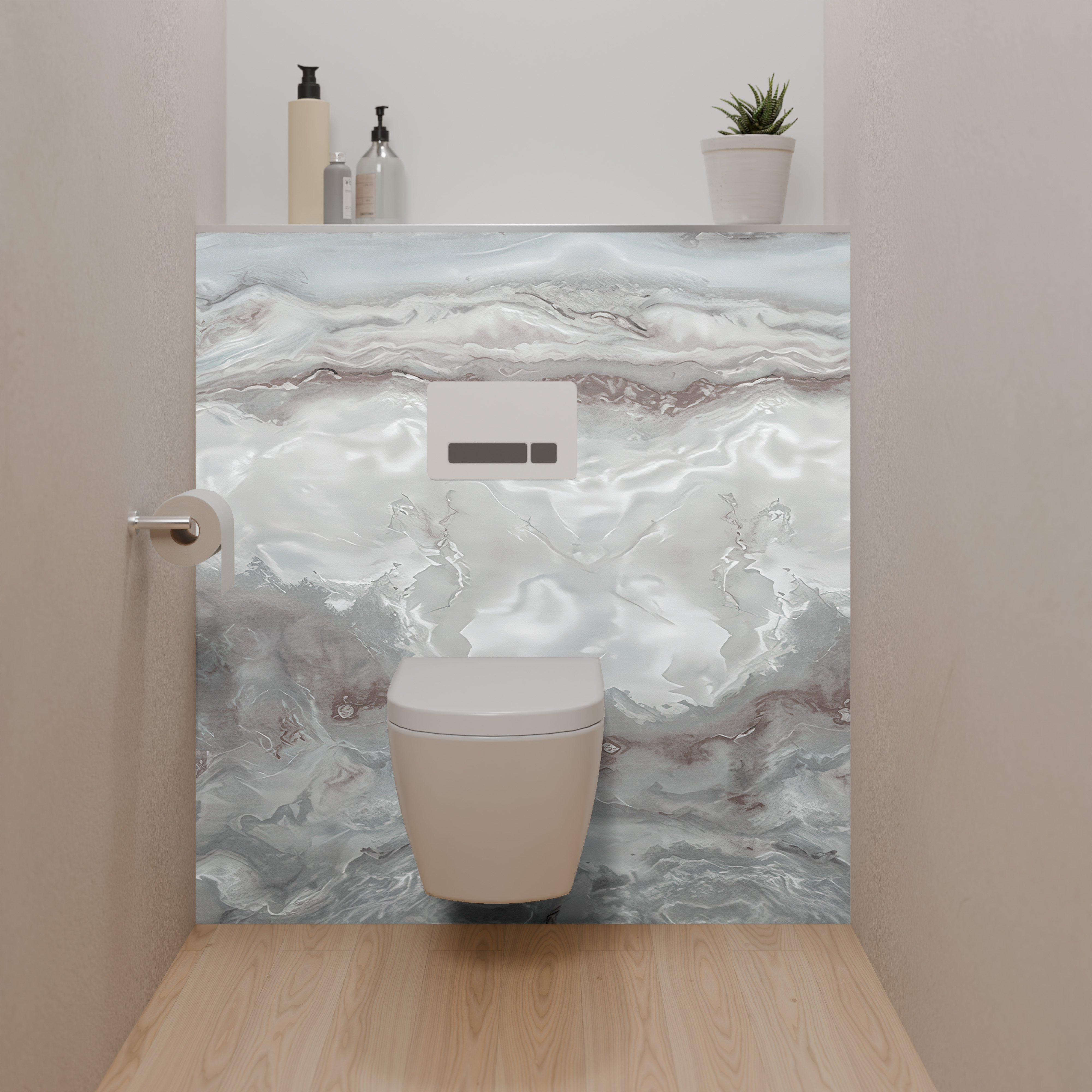 Dekor Paneele Seidenmatt Marmor Achat Grau Dusch-WC