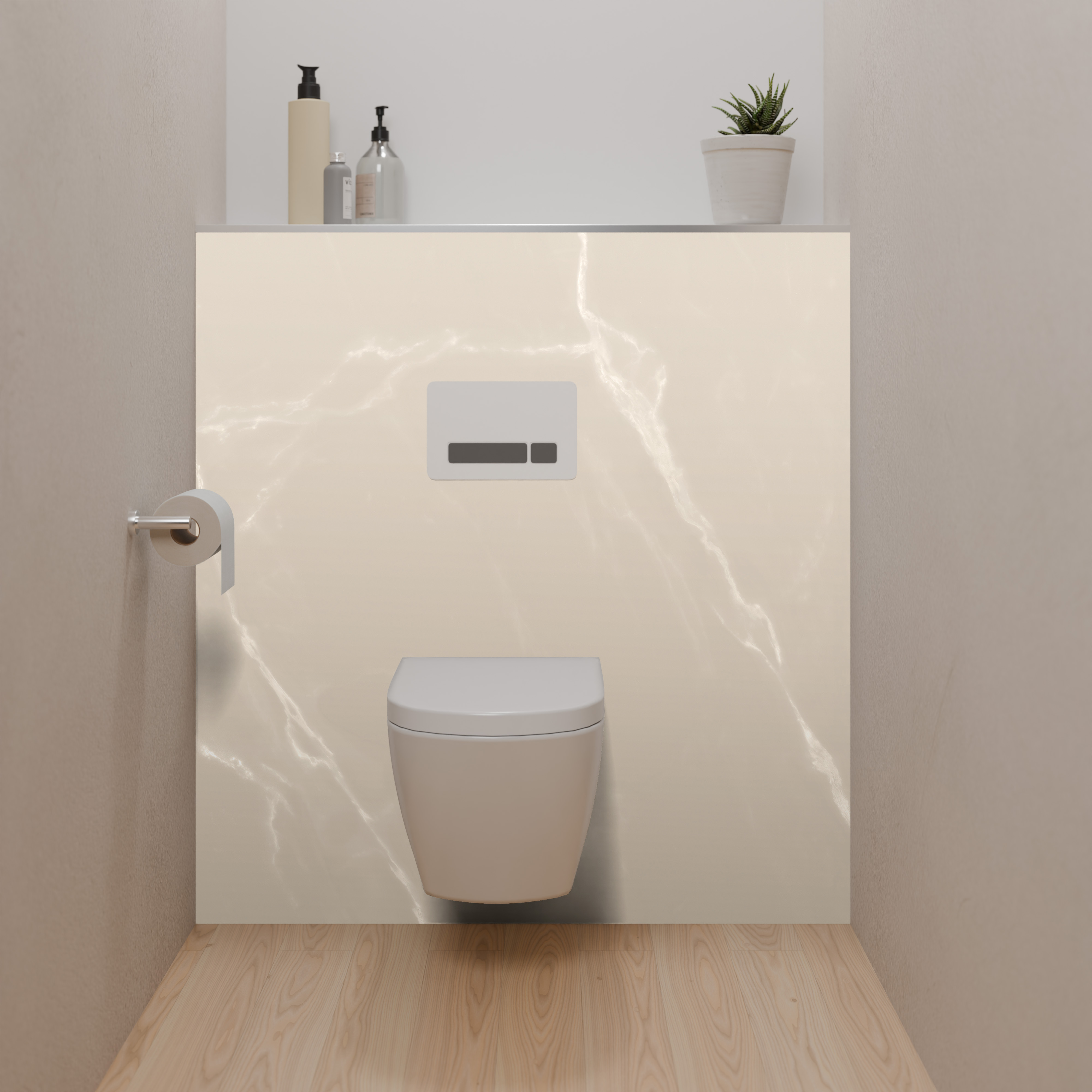 Dekor Paneele Hochglanz Marmor Grau Beige Dusch-WC