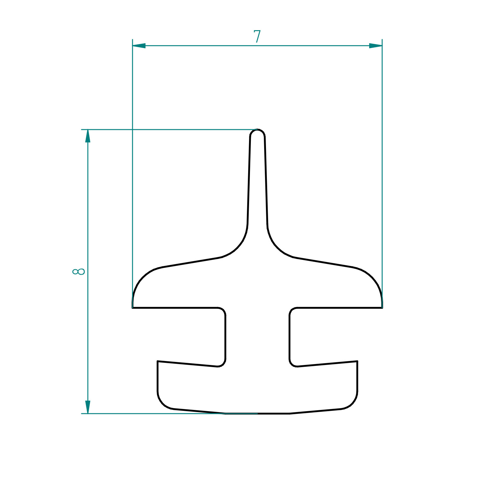 9801080151099 2x Duschdichtung, gerade, 2000 mm, Zeichnung
