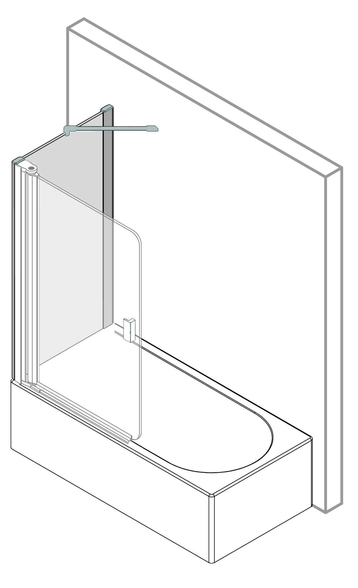 MK 520 eckig Badewannenseitenwand für Pendeltür & Drehfalttür