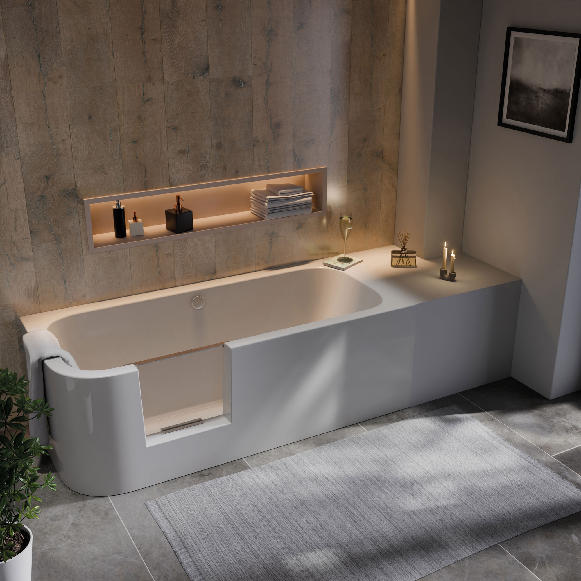 Frisco Badewanne, weiß, Tür links, Millieu 1