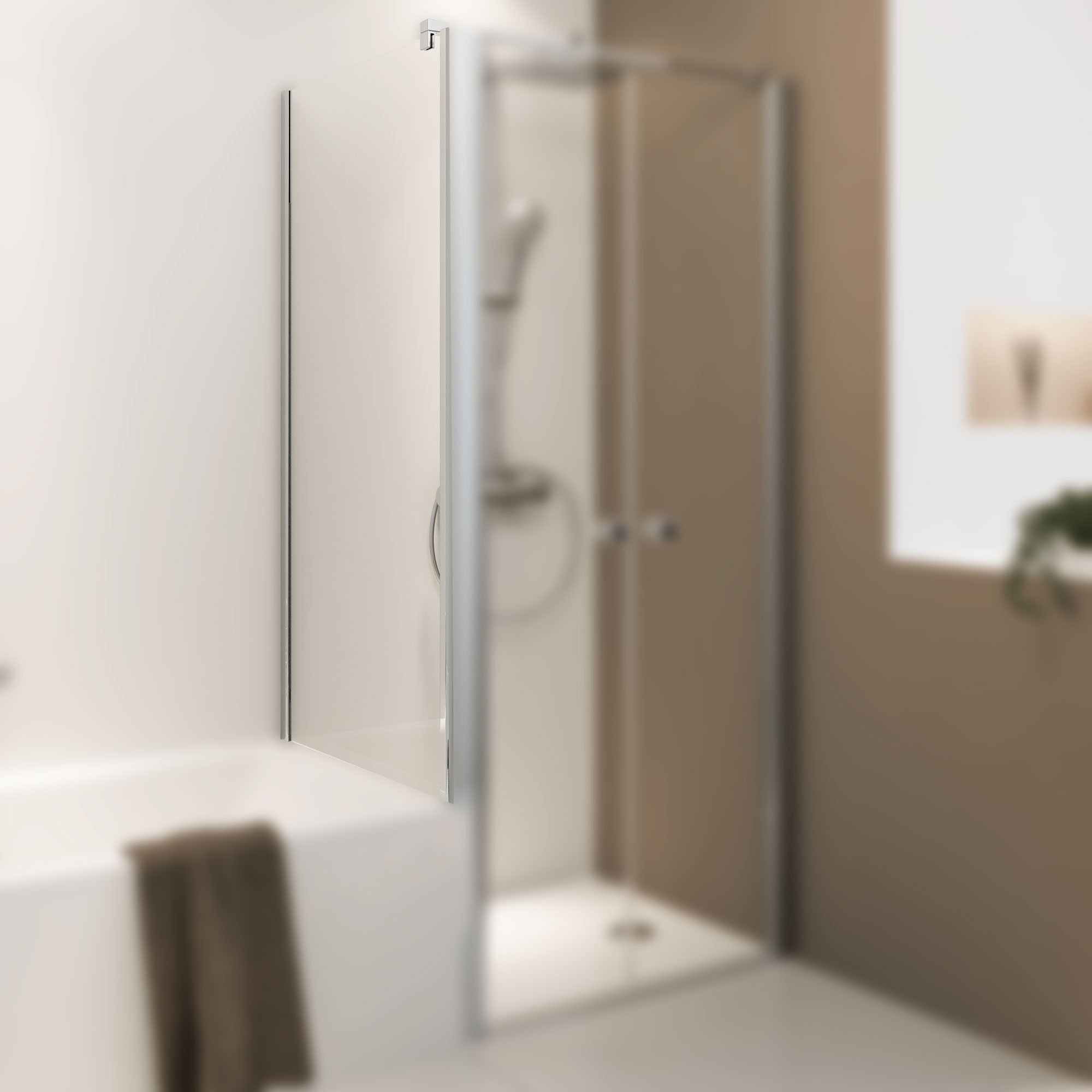 Badewannenseitenwand für Drehtür, Pendeltür und Drehtür mit Festteil, Fokus Wand links