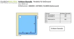 Sichtbare Glasmaße - Artikel 6064003 + 6074003 / 6118003