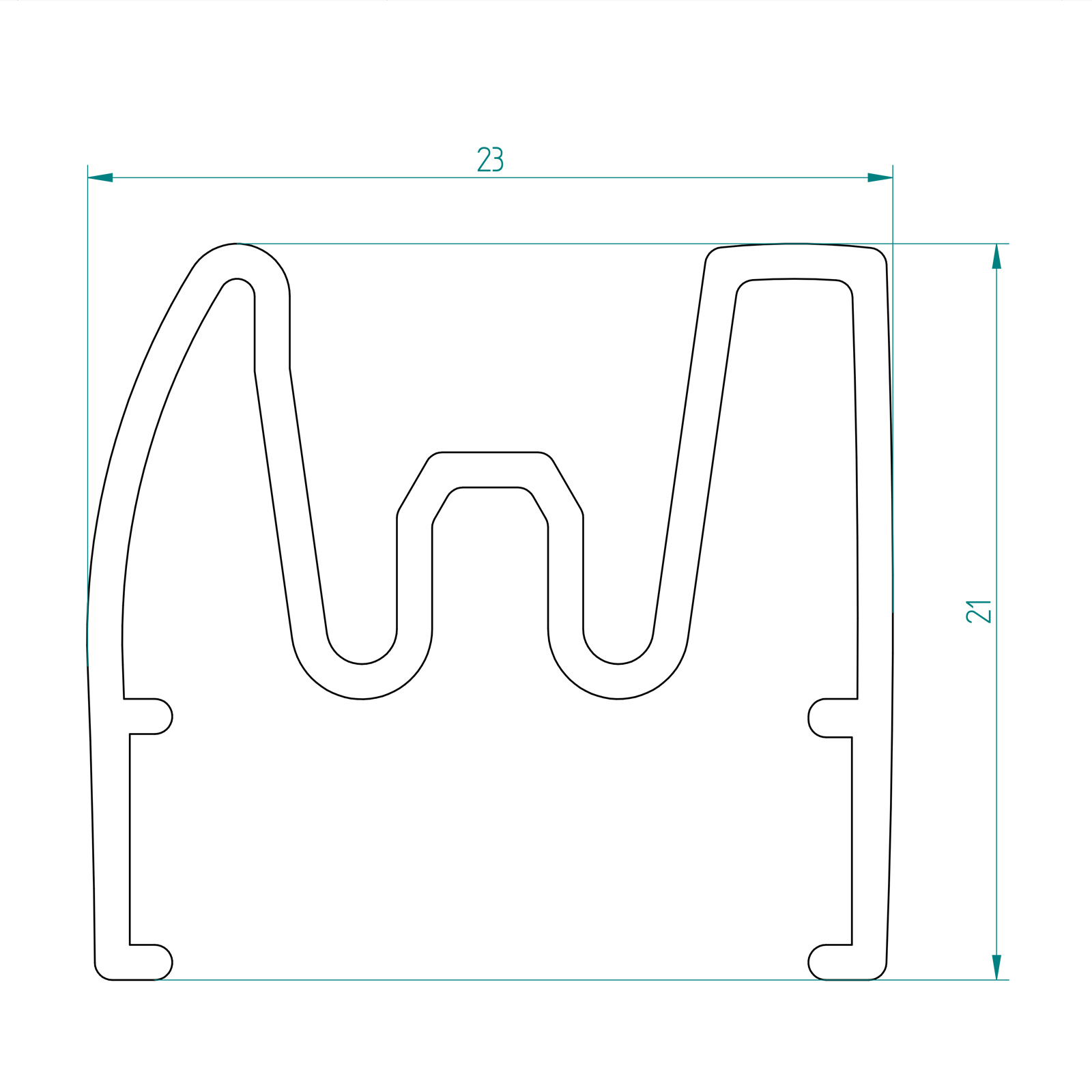 9800001461099 Magnetaufnahmeprofil, gerade, senkrecht, 2000 mm,