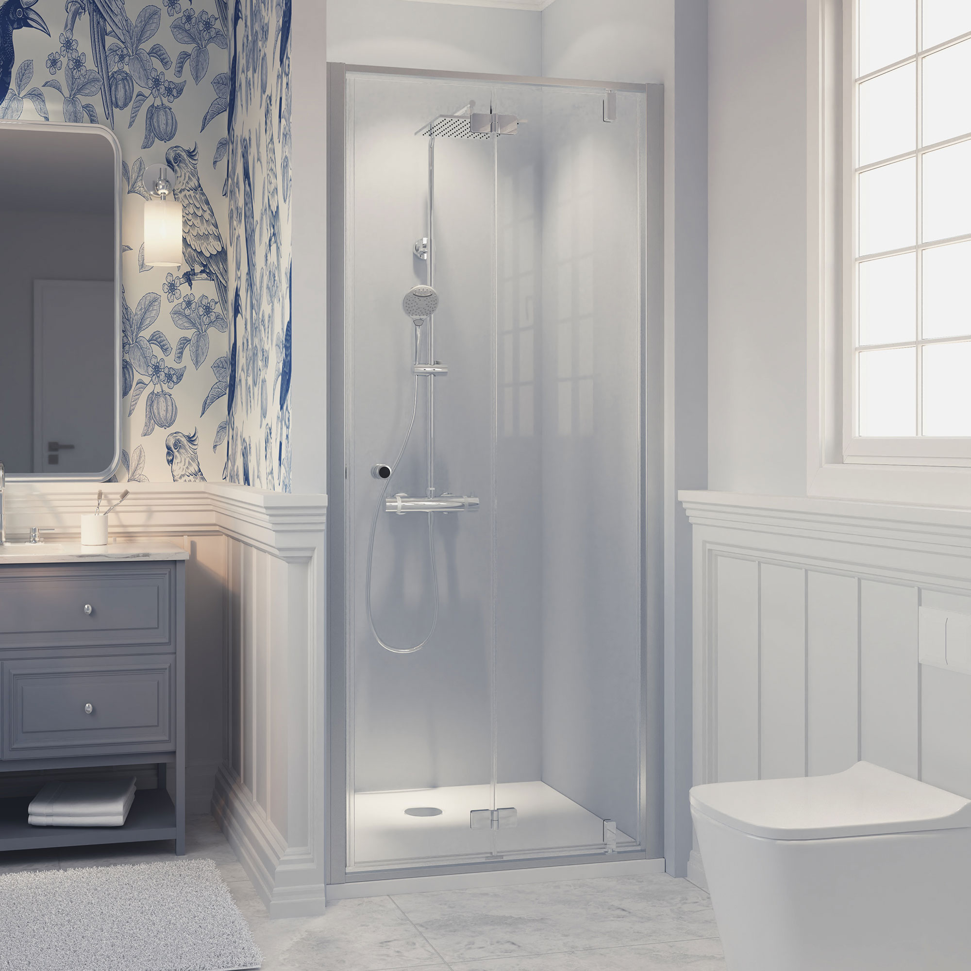 Drehfalttür für Nische (oder Seitenwand), Anschlag rechts