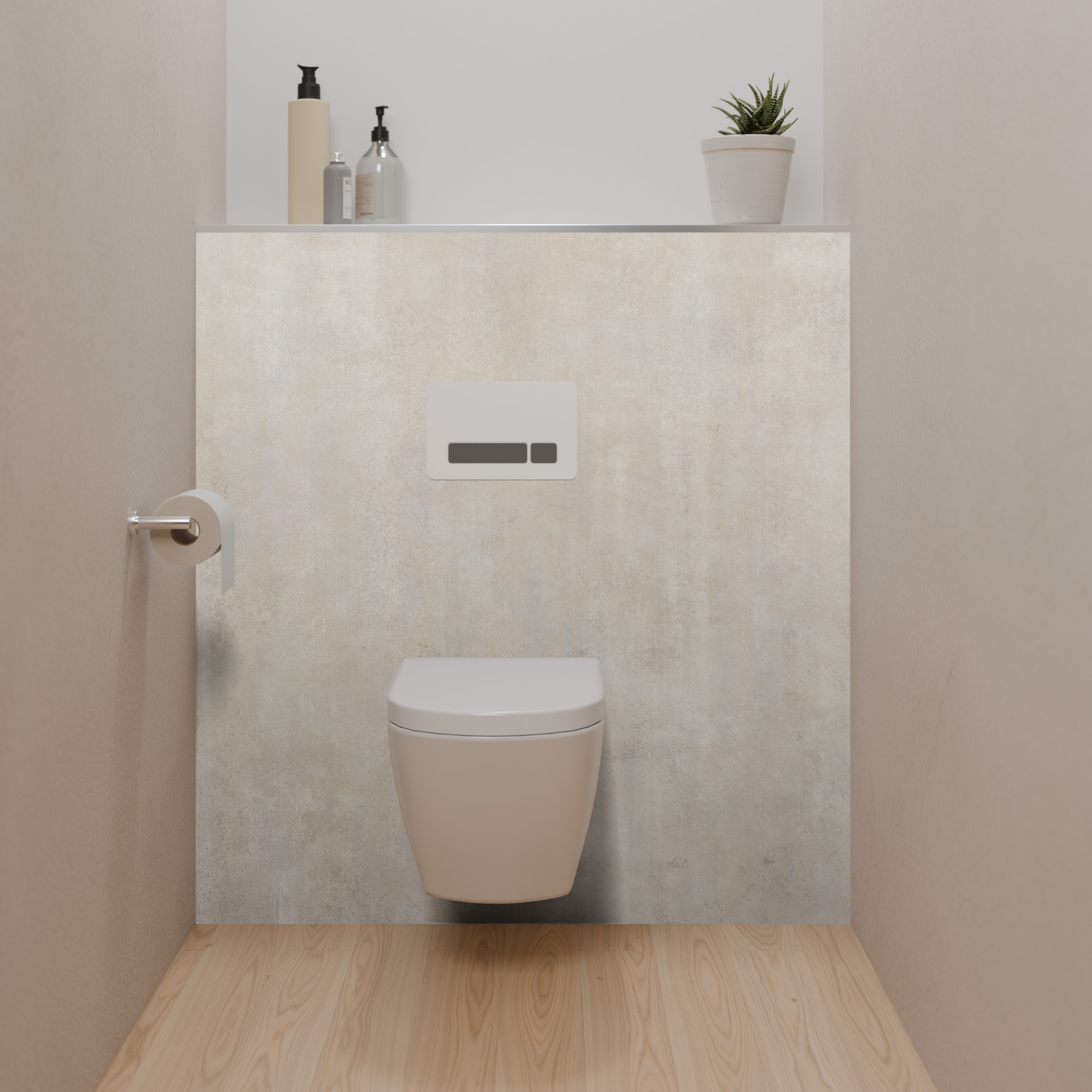Dekor Paneele Stein Beton Optik Beige Dusch-WC
