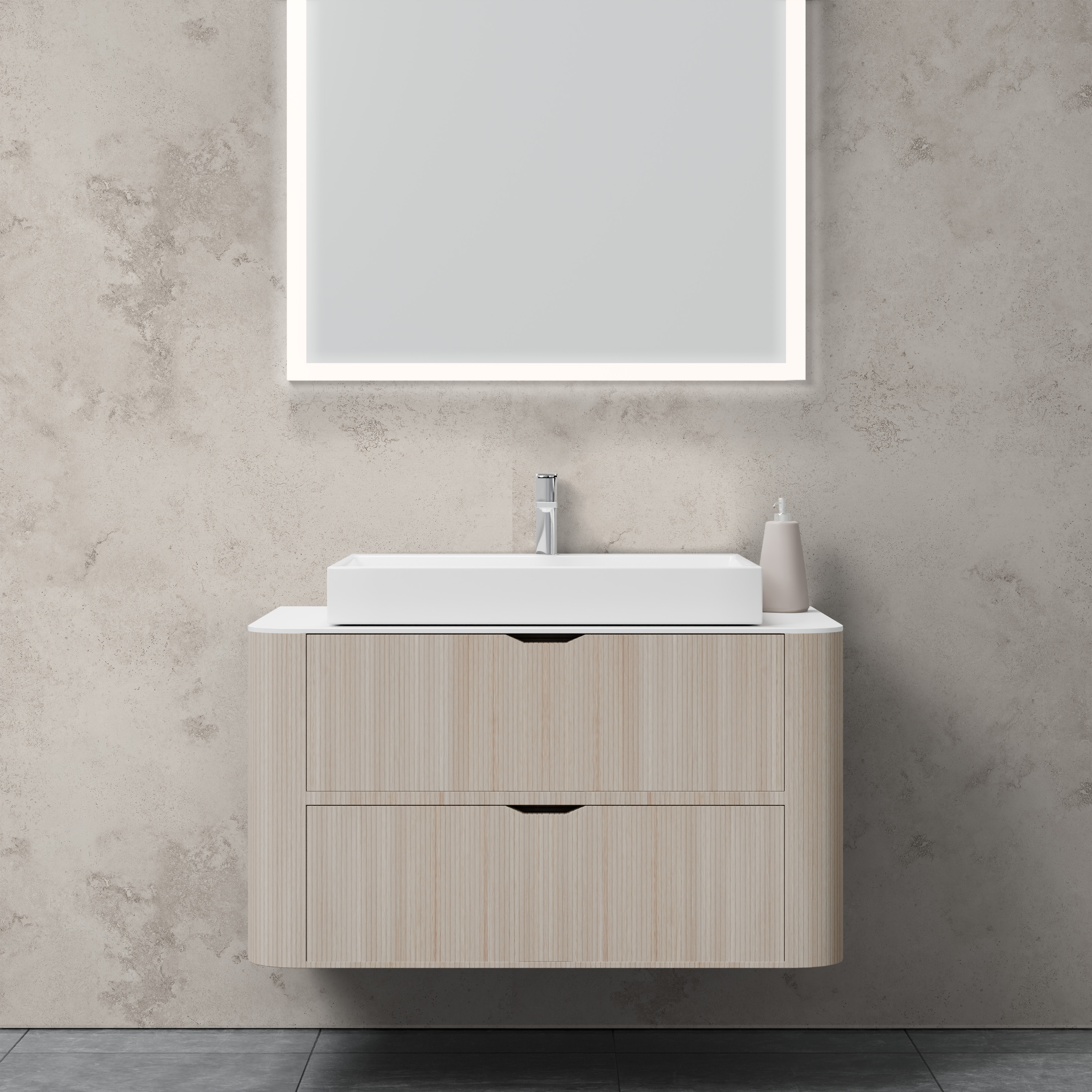 Dekor Paneele Stein Sandstein Greige Waschtisch