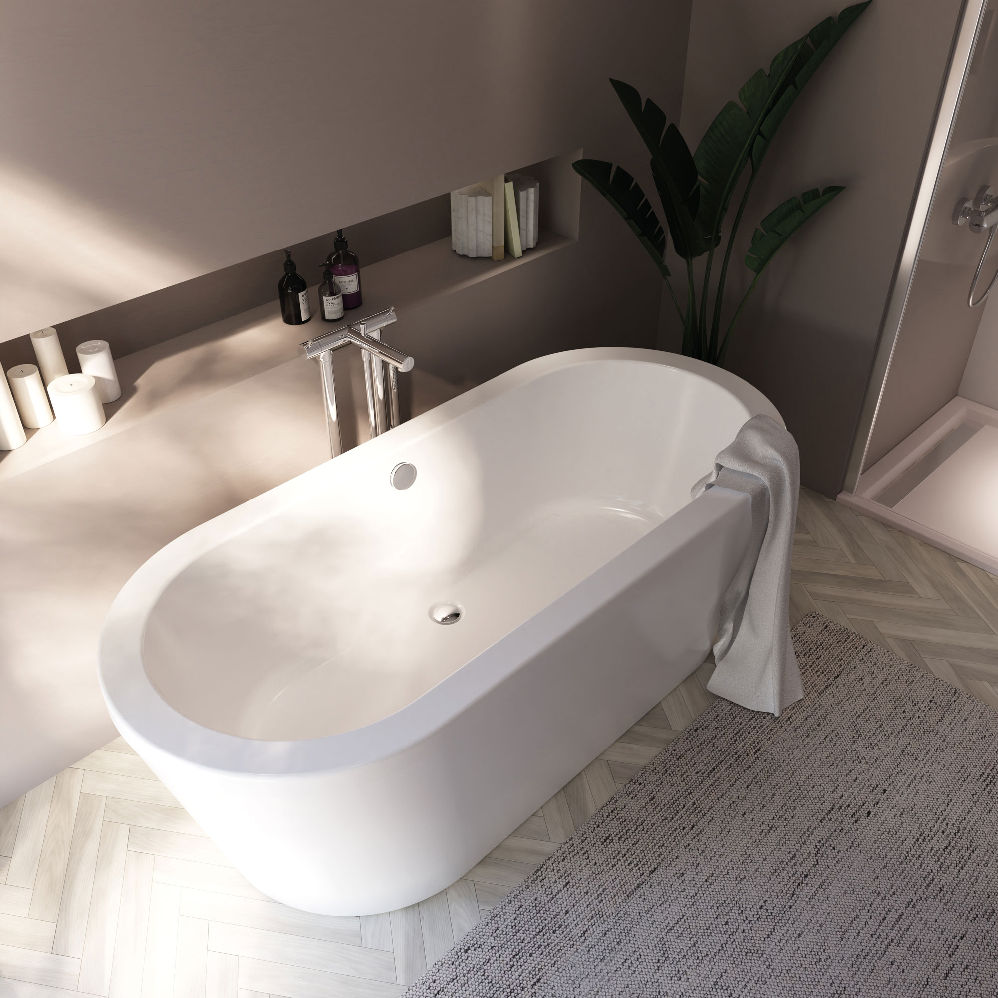Dallas Badewanne, weiß, freistehend, im Milieu 2