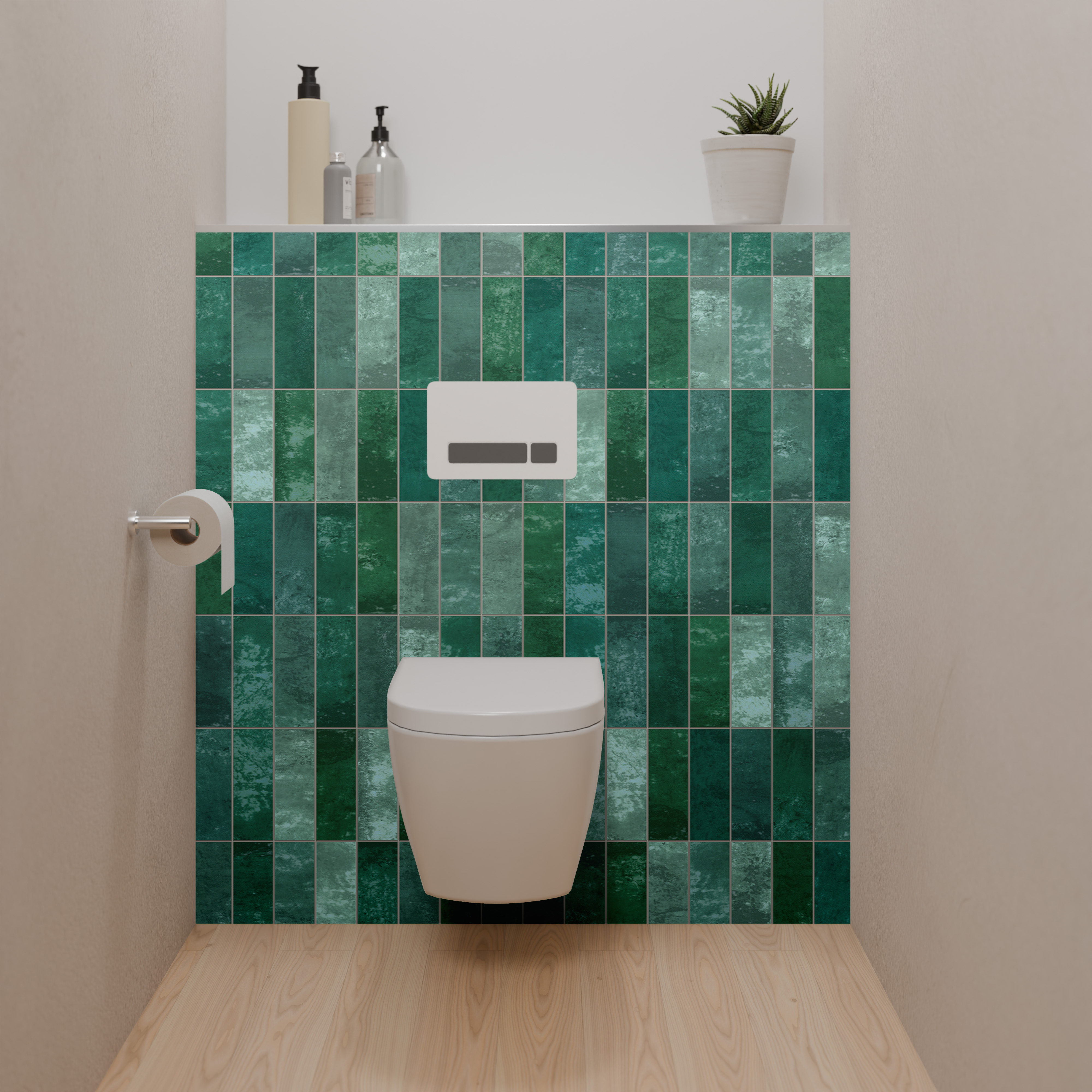 Dekor Paneele Hochglanz Fliese Jadegrün Dusch-WC